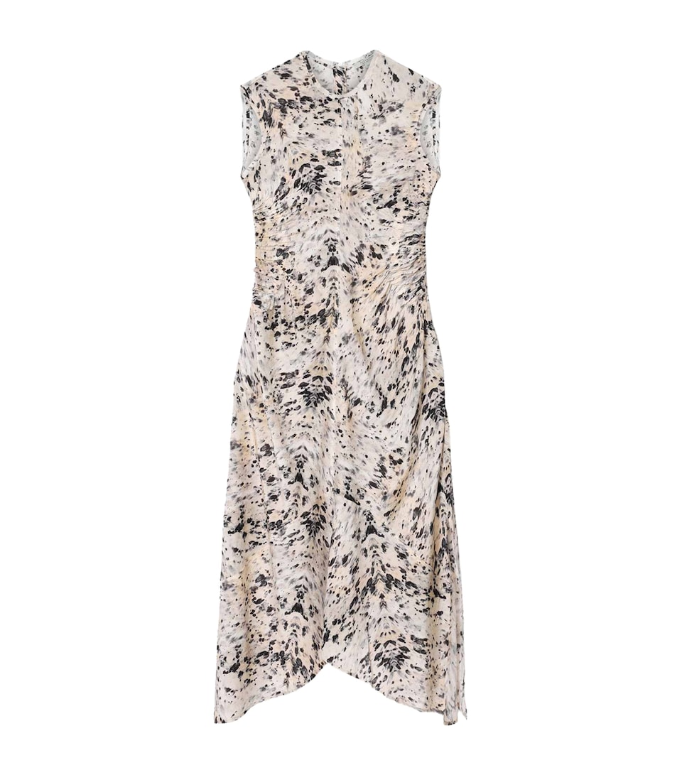 AllSaints Womens Printed Asymmetric Noor Maxi Dress Canter Ecru White