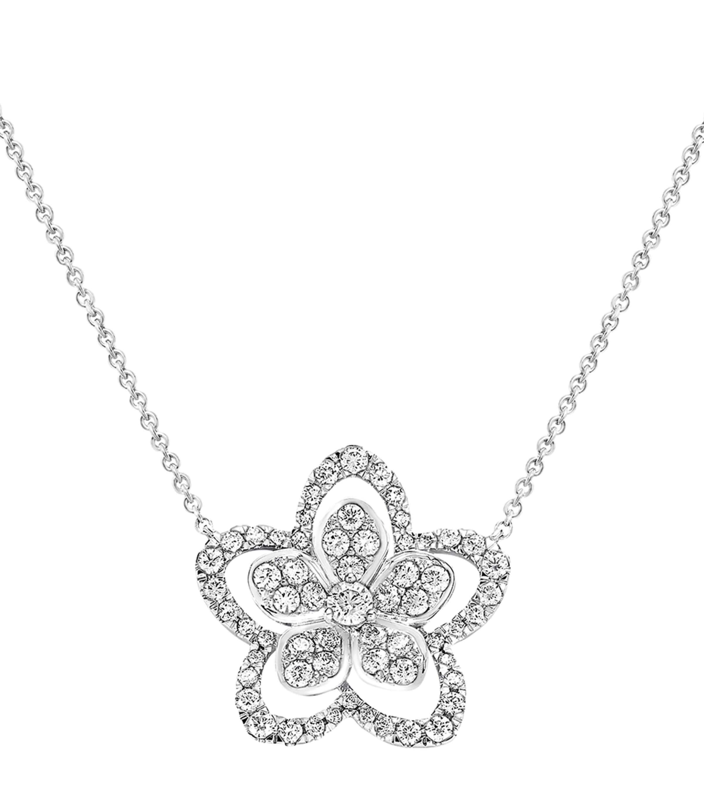 White Gold and Diamond Wild Flower Necklace