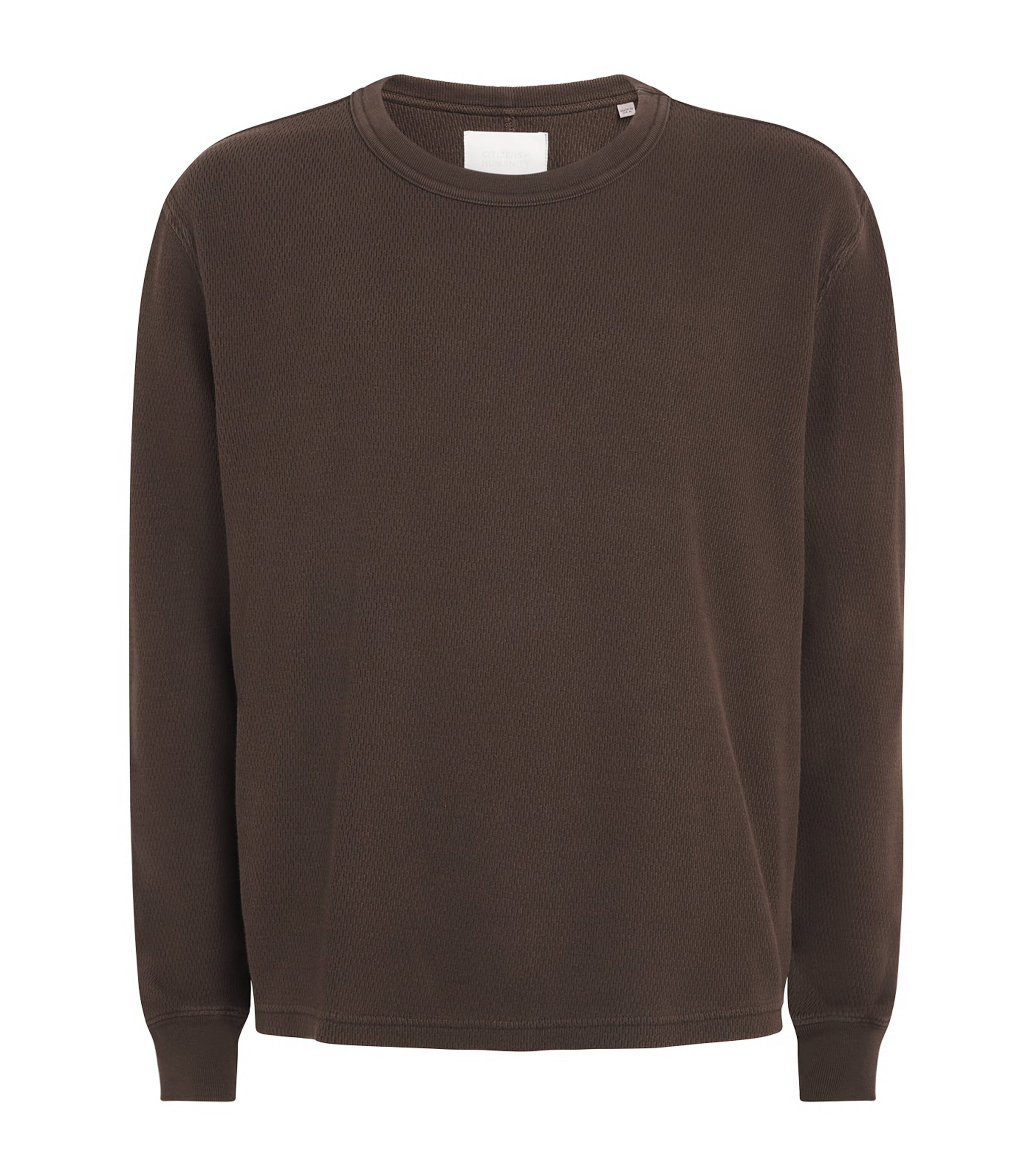 Citizens of Humanity Mens Cotton Waffle-Stitch Sweater Tobacco