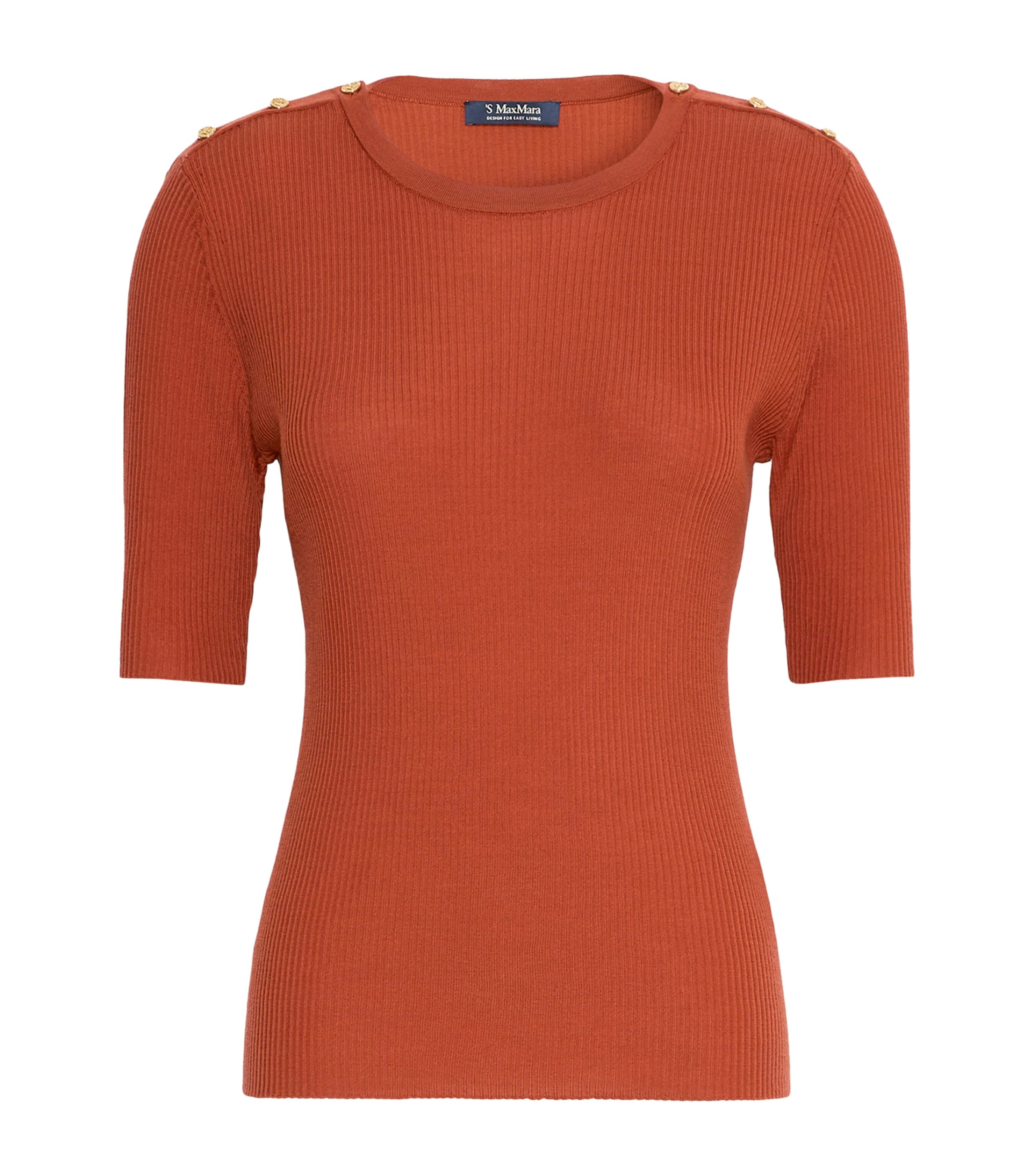 Max Mara Womens Virgin Wool Ribbed Sweater Orange