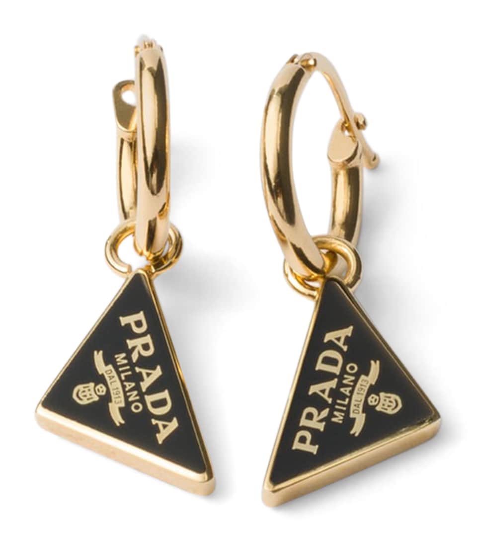 Enamel Triangle Logo Hoop Earrings