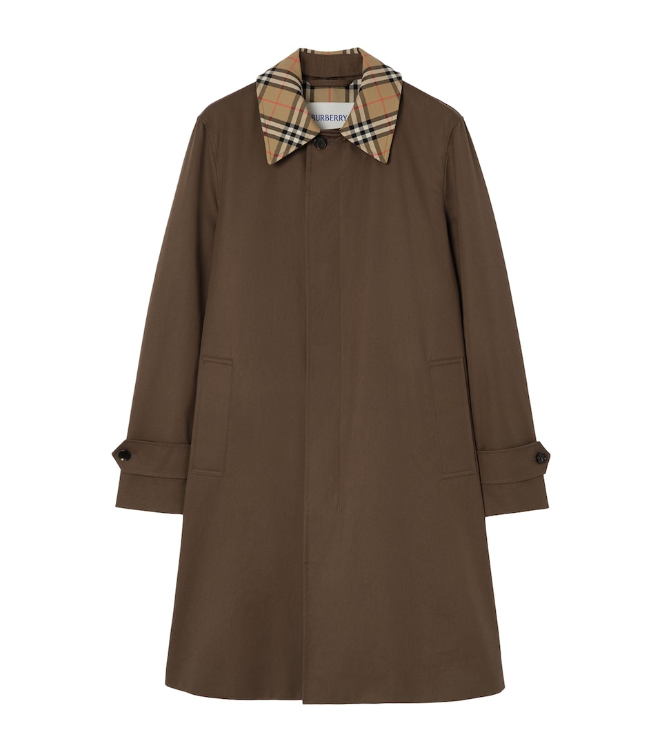 Burberry Mens Cotton Gabardine Car Coat Sepia Brown