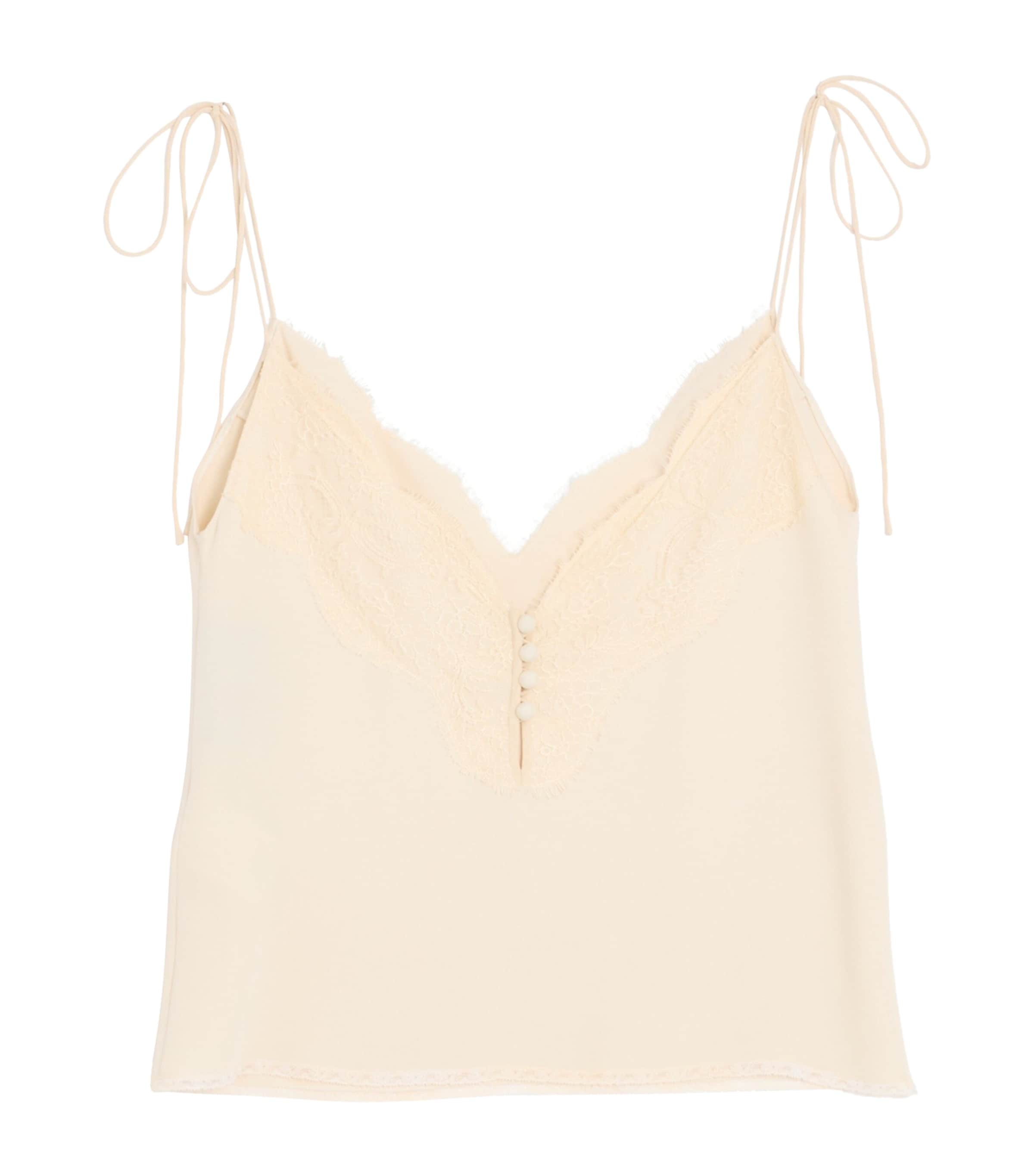 Valentino Womens Silk Lace-Trim Cami Top