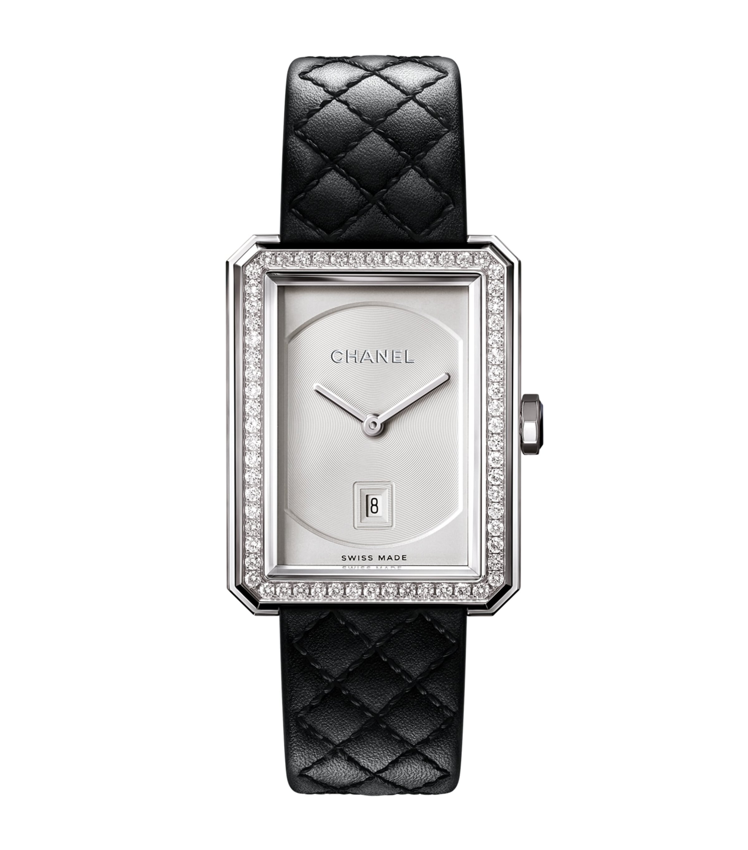 CHANEL Medium Steel and Diamond BOY·FRIEND Watch 26.7mm Black