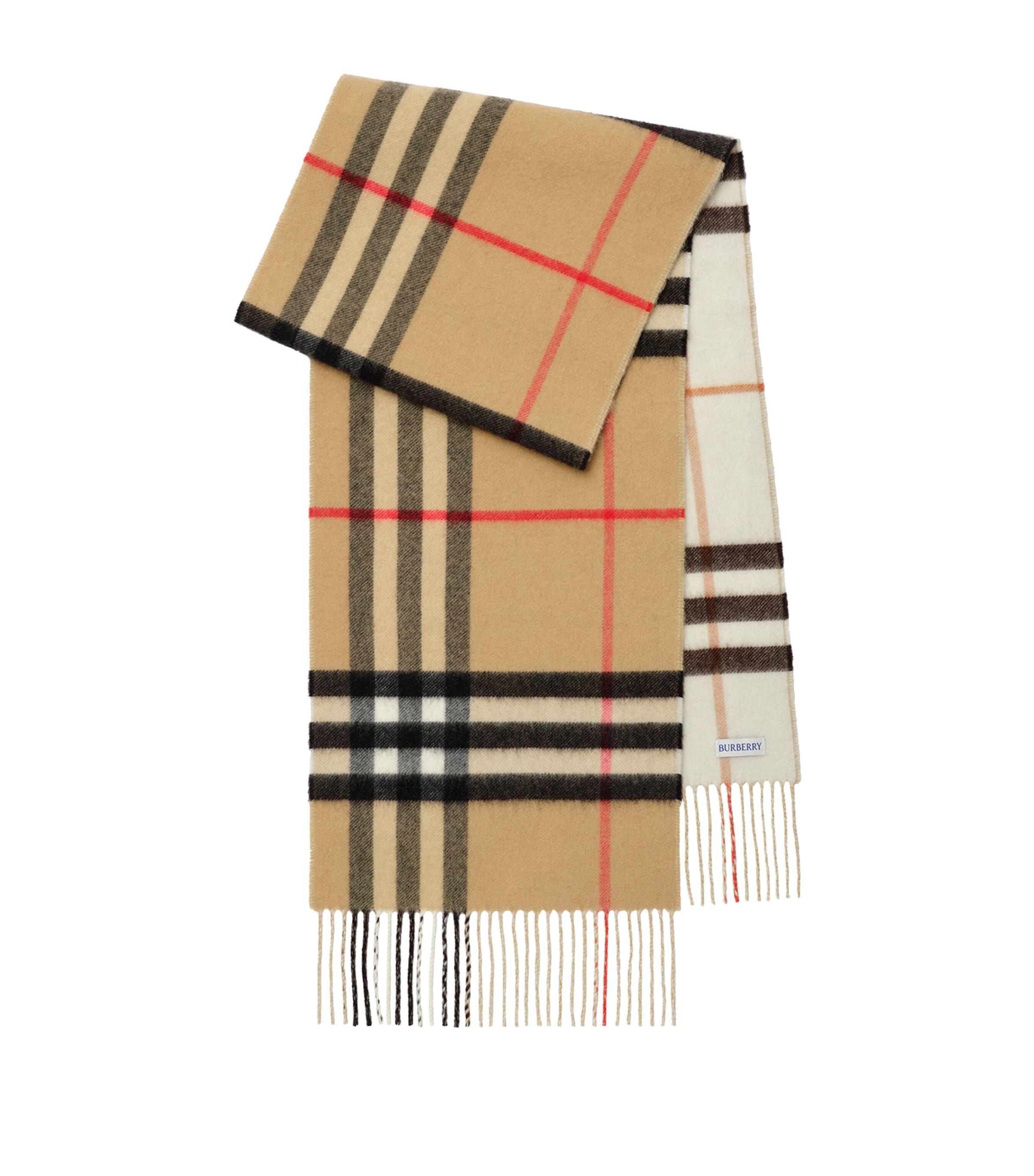 Burberry Cashmere Reversible Check Scarf Archive Beige/pebble