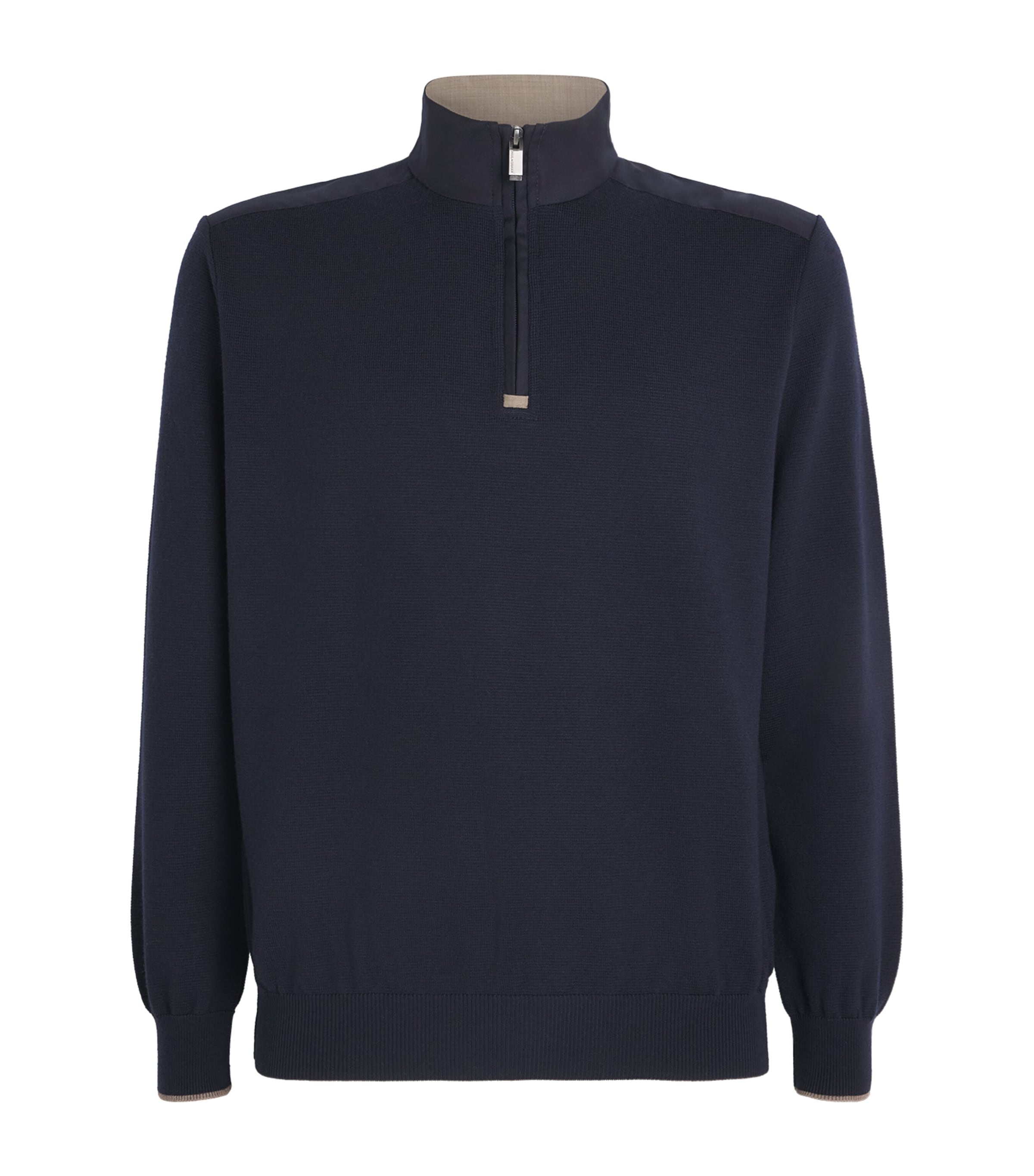 Virgin Wool-Silk Quarter-Zip Sweater