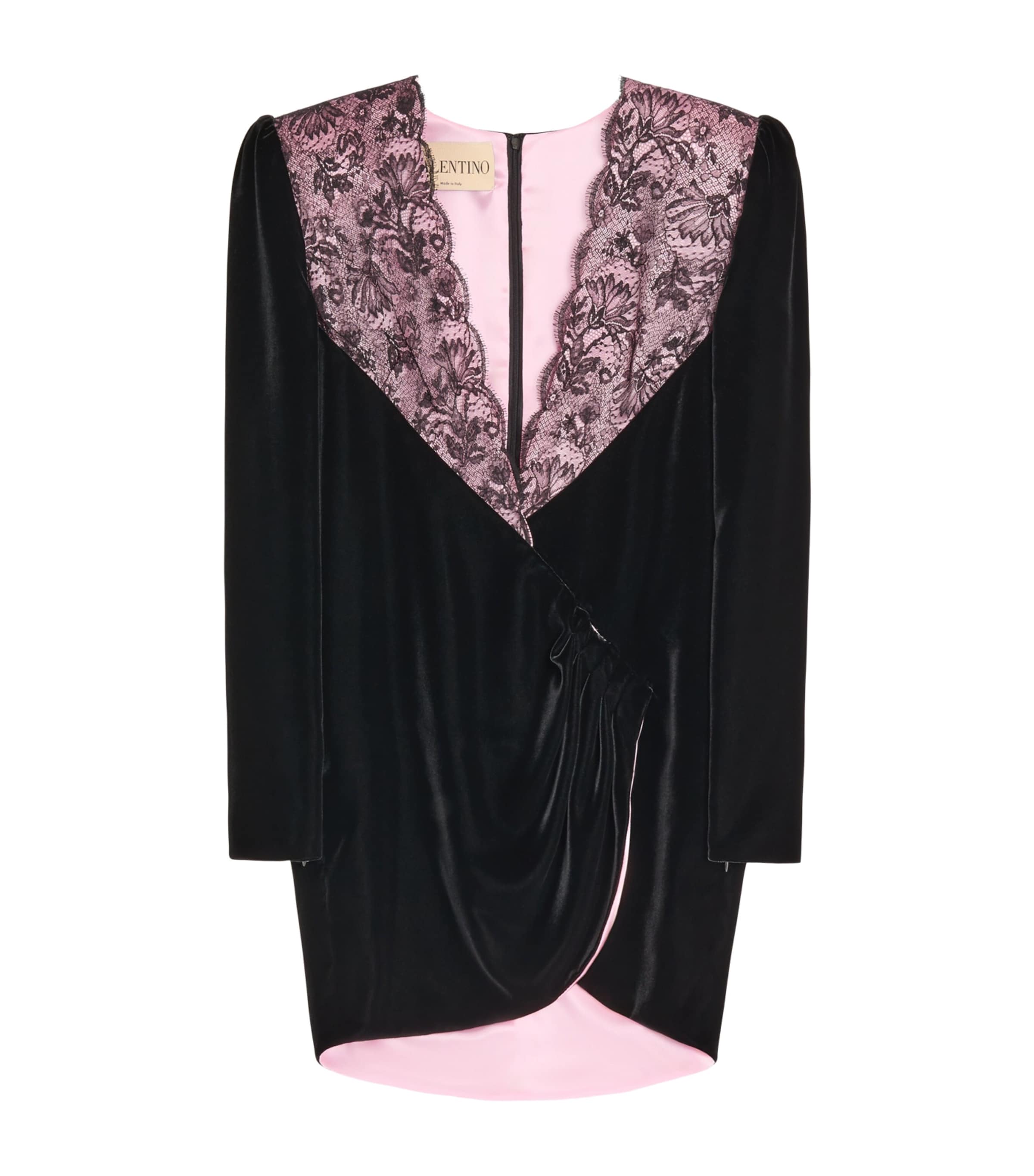 Valentino Womens Velvet Lace-Trim Mini Dress