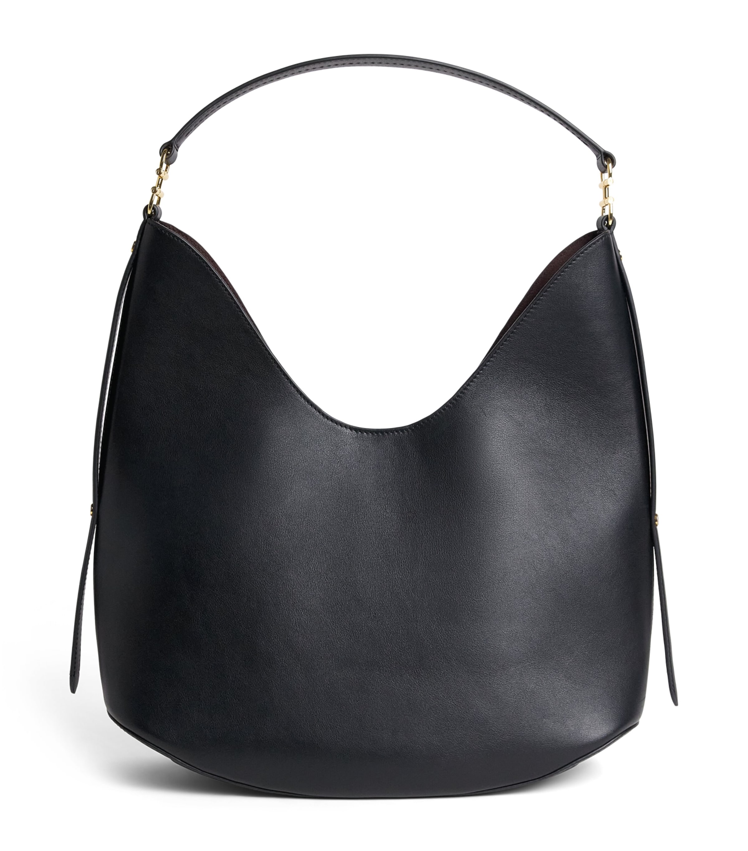 Harrods Medium Leather Penny Shoulder Bag Black