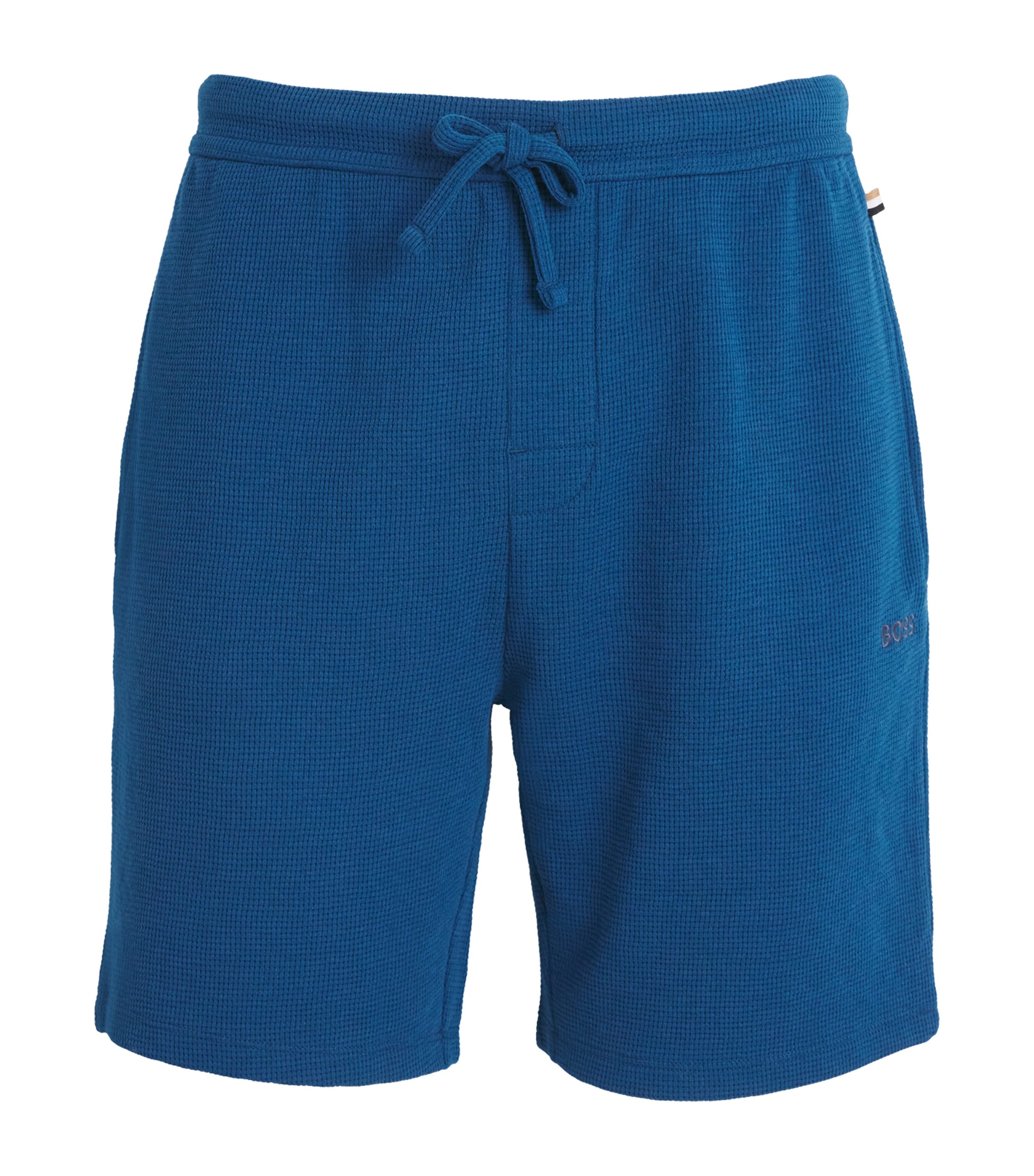 BOSS Mens Waffle-Knit Logo Shorts Turquoise/aqua