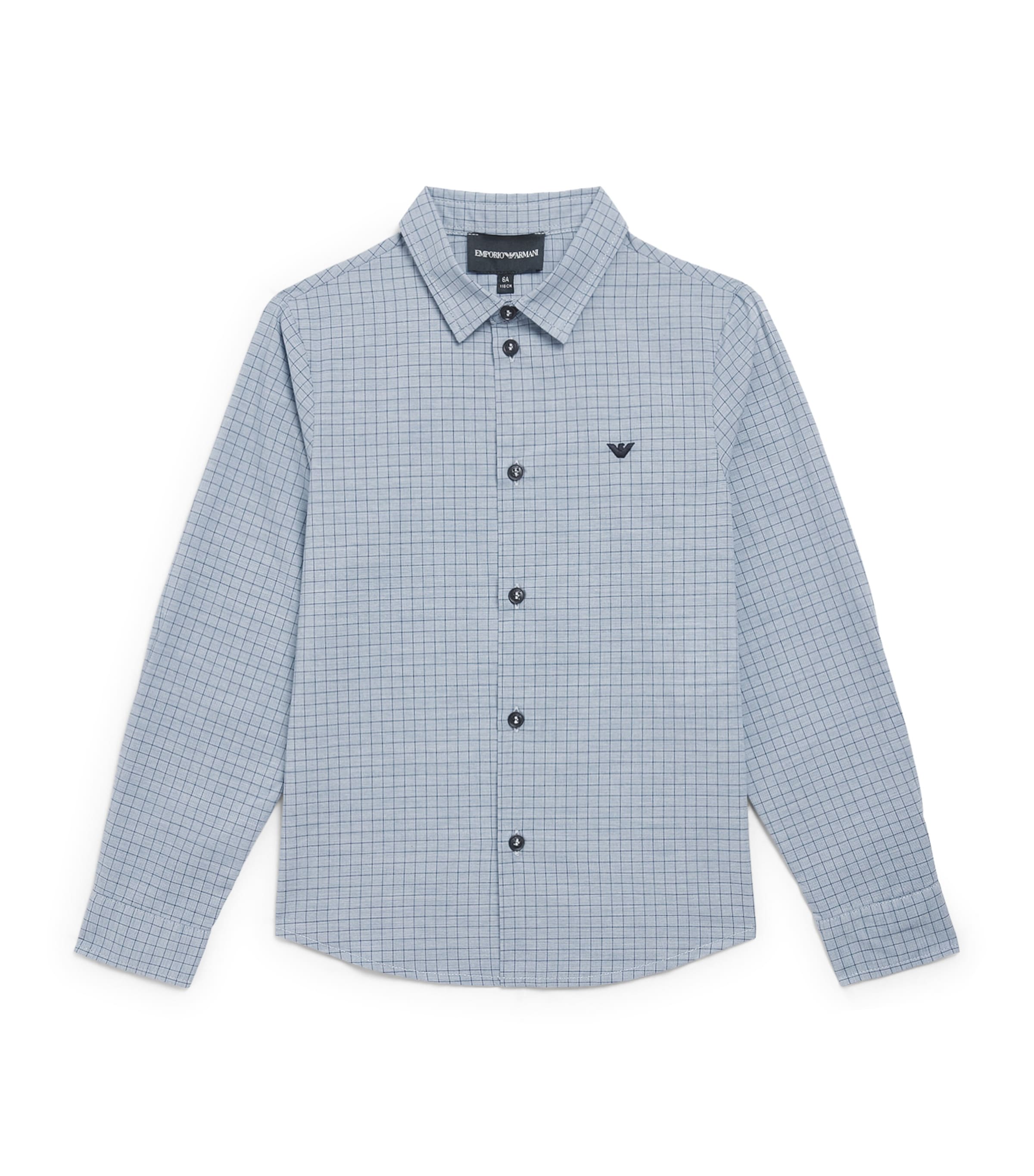Emporio Armani Kids Cotton Check Shirt (4-14 Years) Fant.blue
