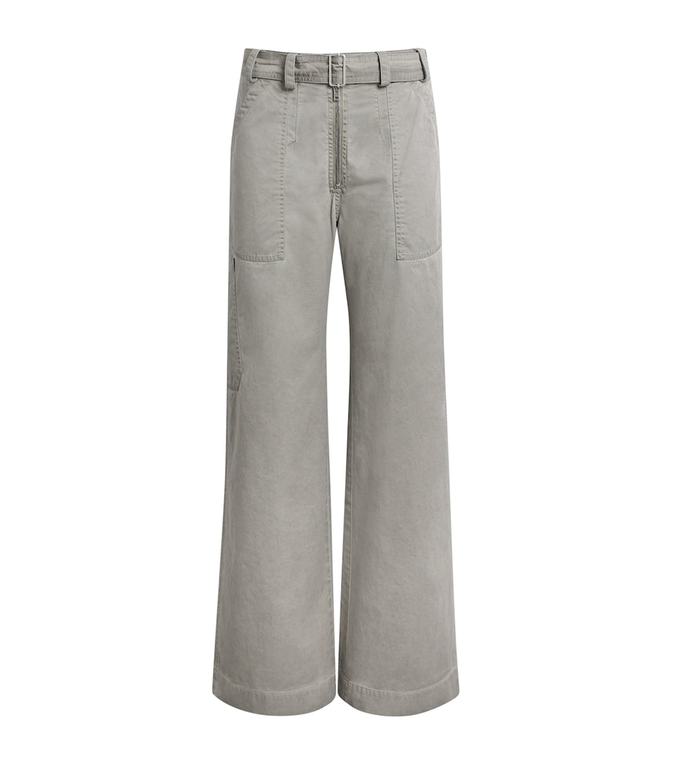 Acne Studios Twill Belted Wide-Leg Trousers Clay Beige