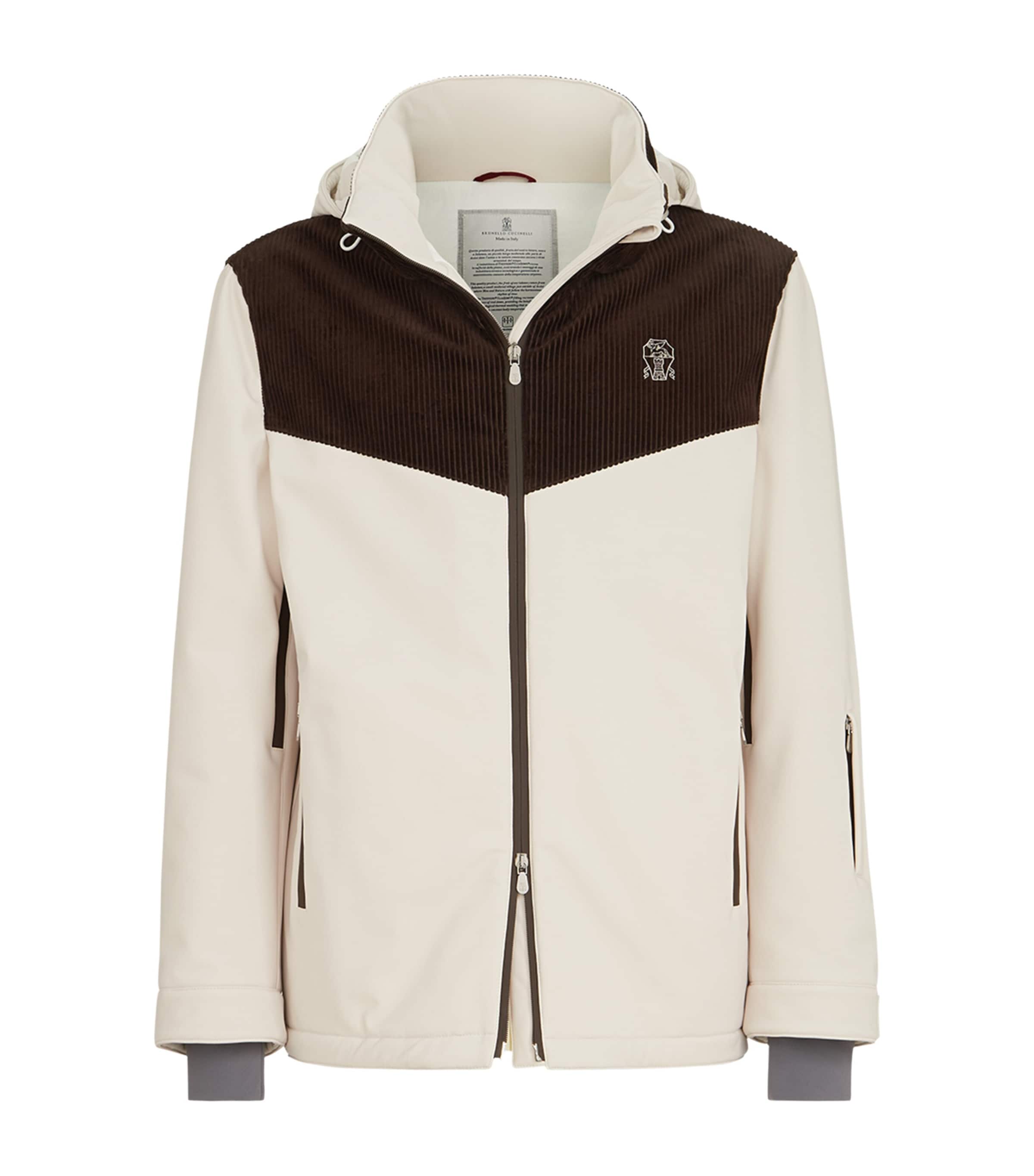 Brunello Cucinelli Mens Corduroy-Detail Mountain Jacket Brown