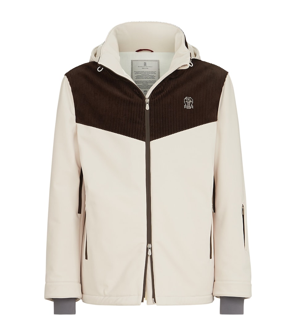 Brunello Cucinelli Mens Corduroy-Detail Mountain Jacket Brown