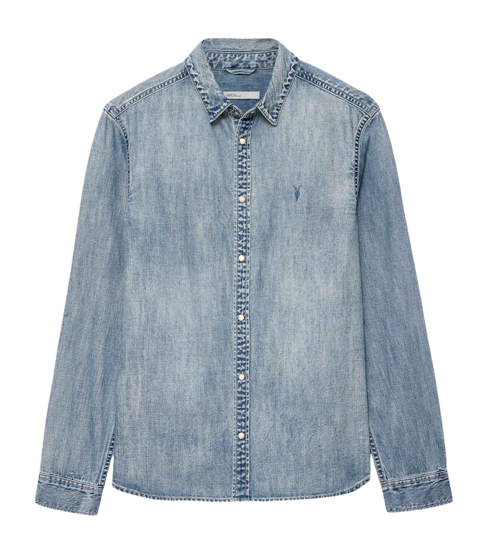 AllSaints Mens Denim Gleason Shirt Light Indigo
