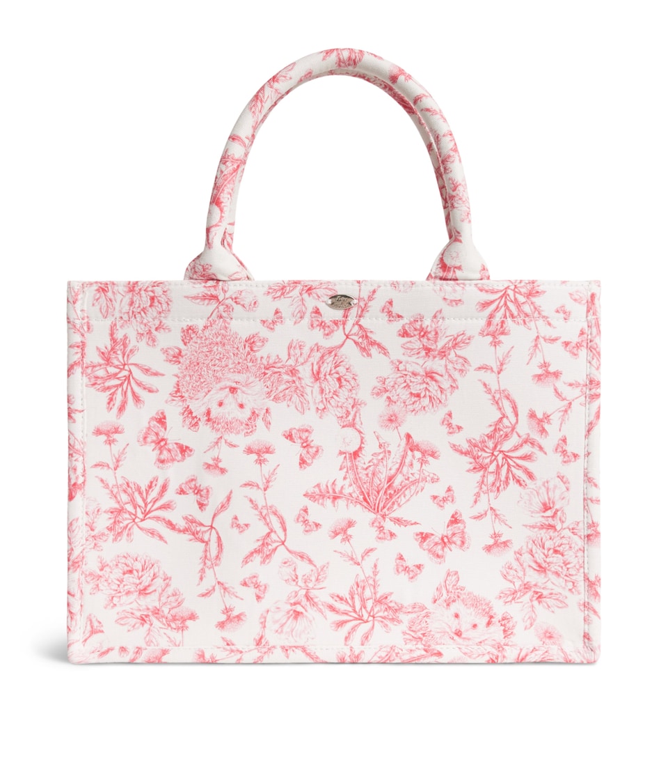 Cotton Toile de Jouy Bougainvillea Tote Bag