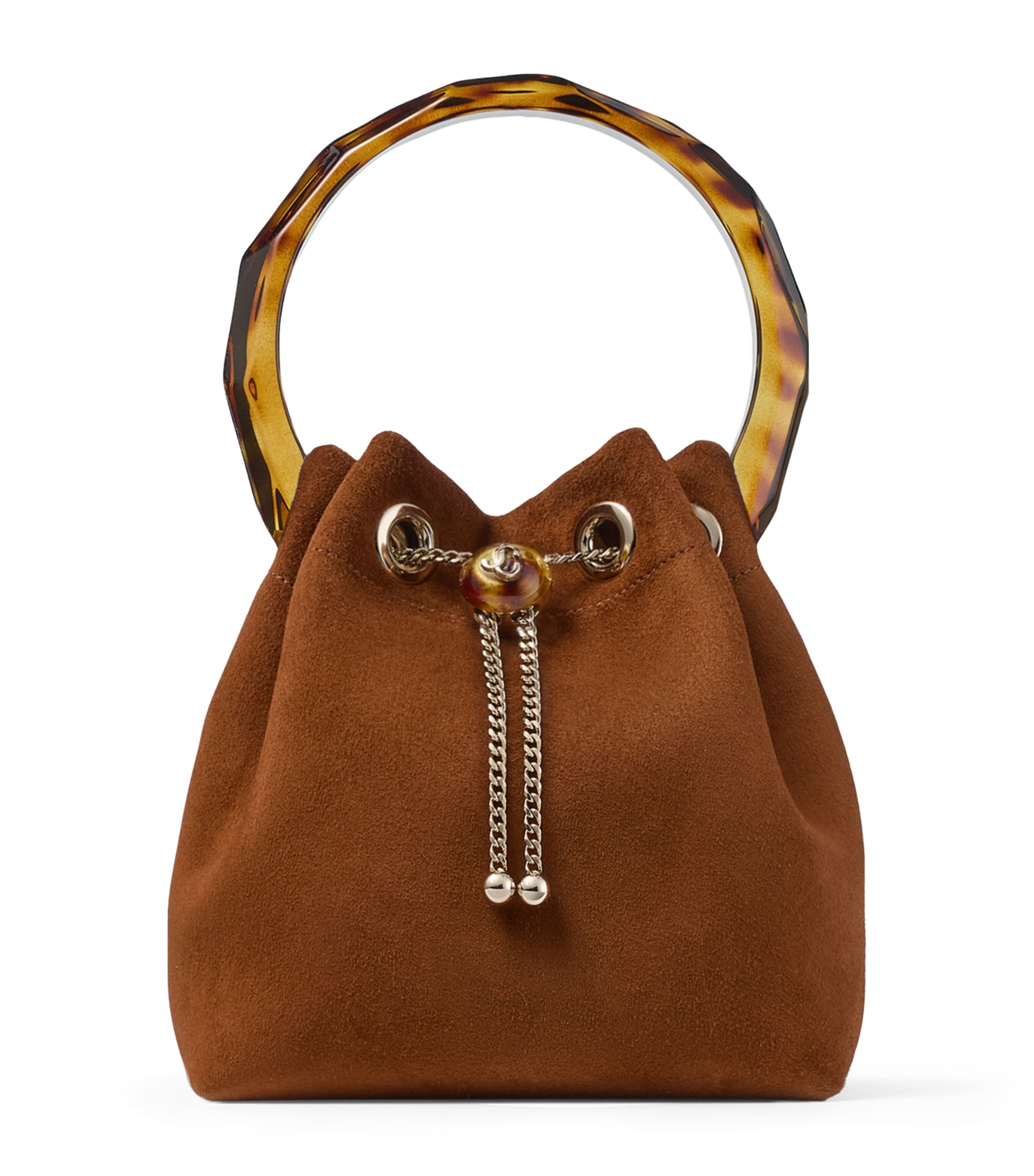 Jimmy Choo Bon Bon Goat Suede Top-Handle Bag Tan/multi/tortoisesh
