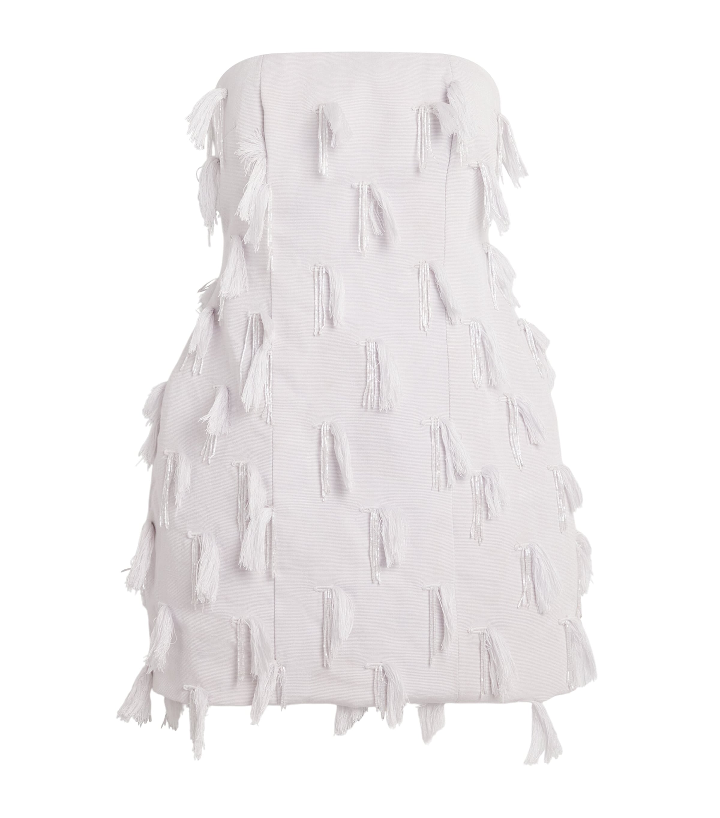 Abiola Olusola Womens Strapless Fringe Nami Mini Dress White