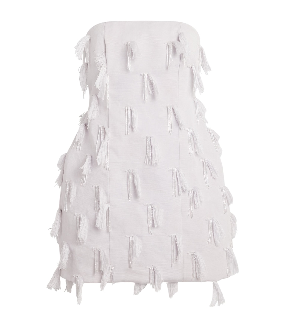 Abiola Olusola Womens Strapless Fringe Nami Mini Dress White