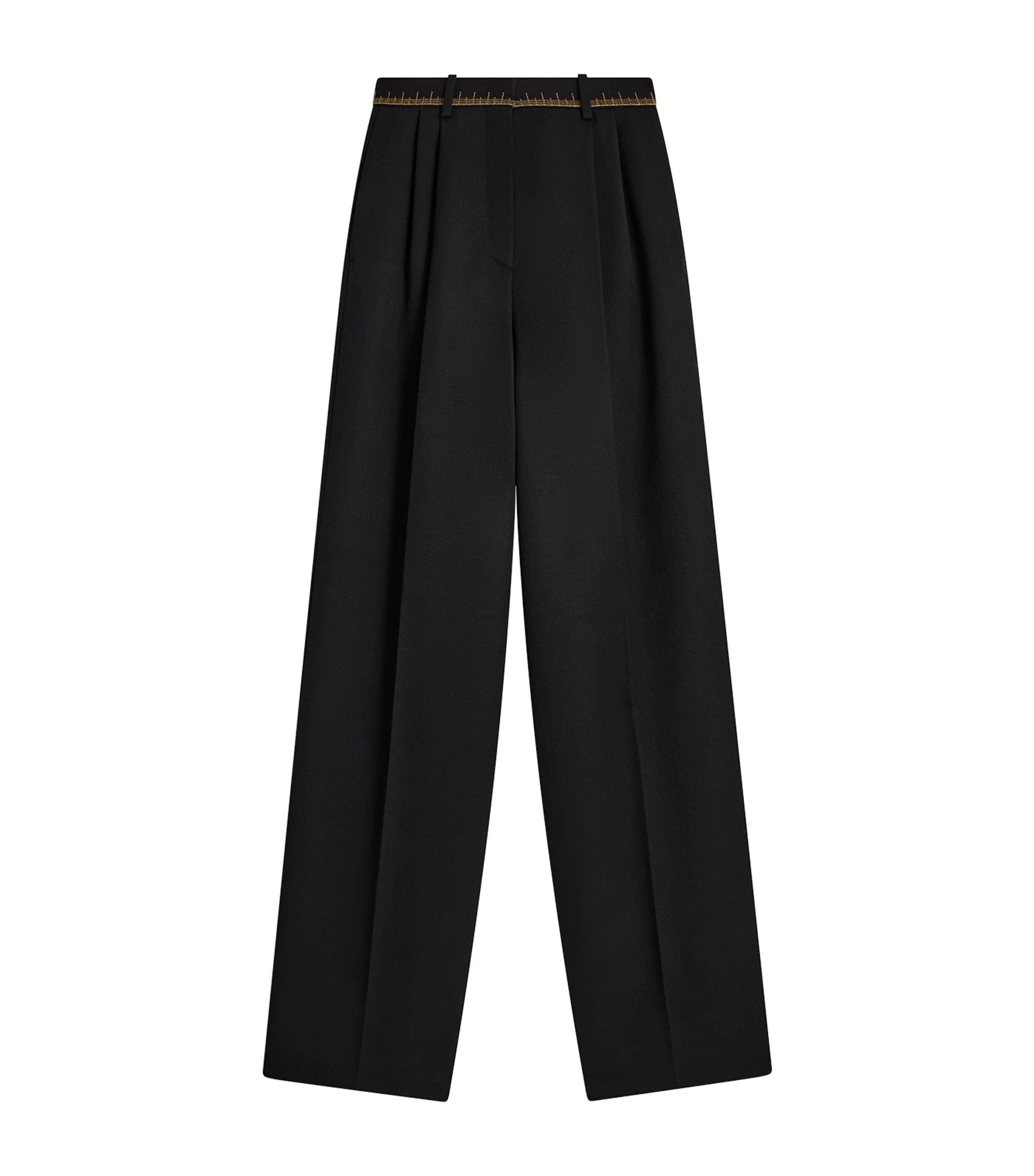 Schiaparelli Womens Wool Measuring Tape Wide-Leg Trousers Black