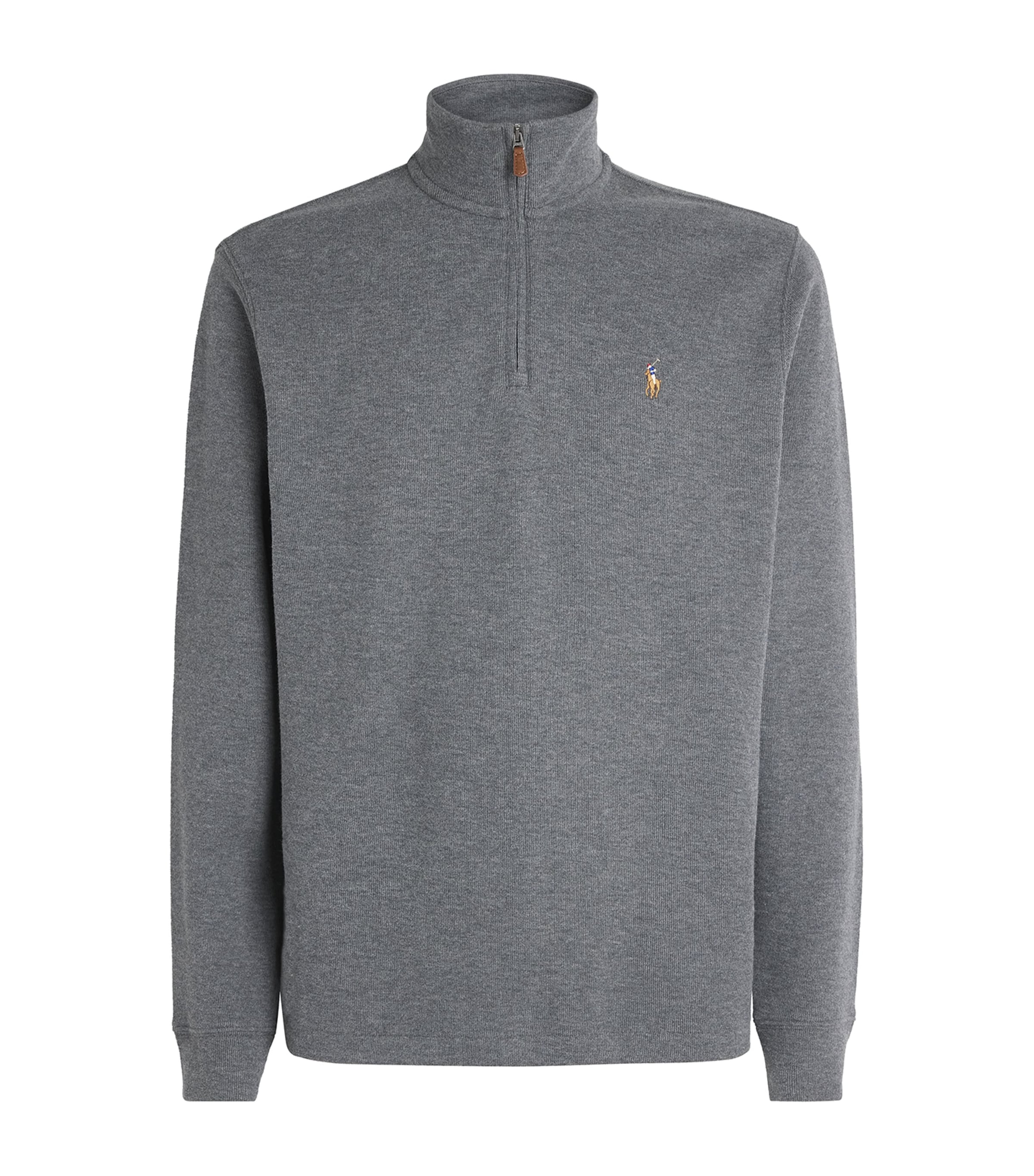 Polo Ralph Lauren Mens Estate-Rib Quarter-Zip Sweater Barclay Heather