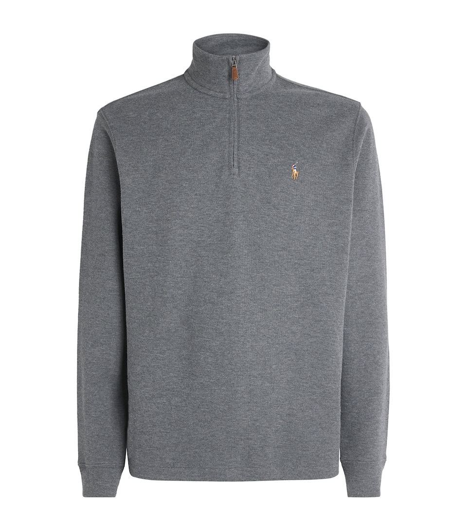 Polo Ralph Lauren Mens Estate-Rib Quarter-Zip Sweater Barclay Heather
