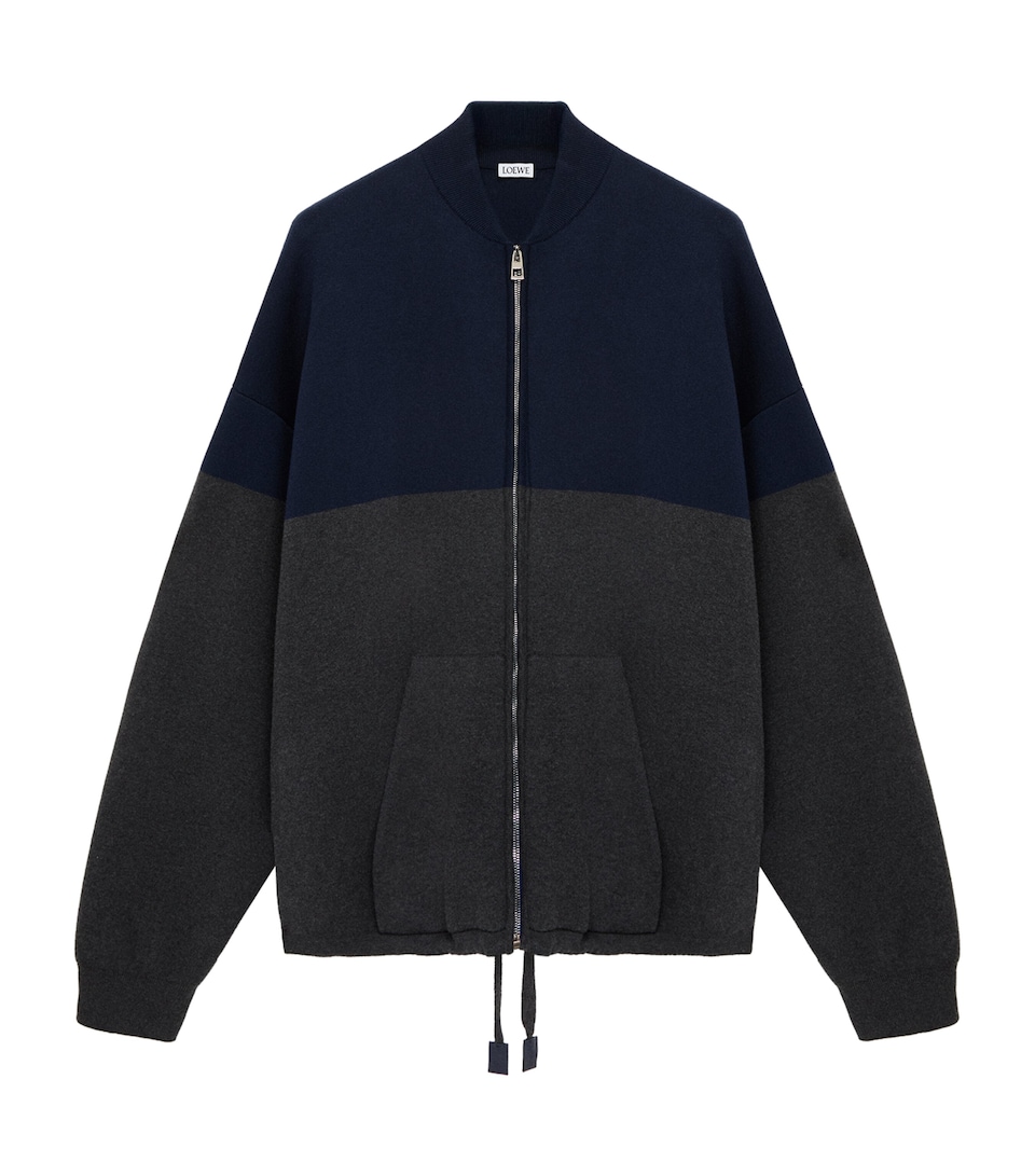 LOEWE Mens Two-Tone Cardigan Navy Blue/grey