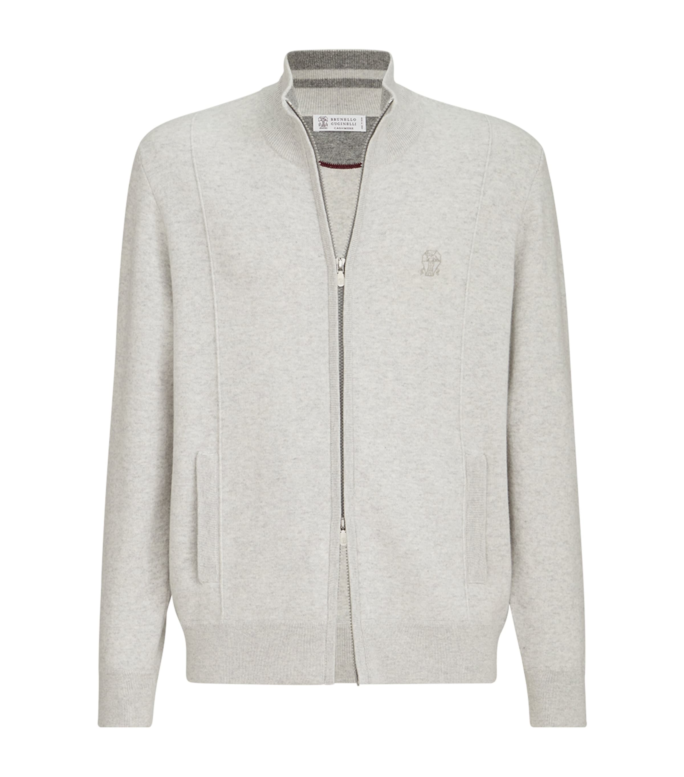 Brunello Cucinelli Mens Cashmere-Blend Zip-Up Cardigan