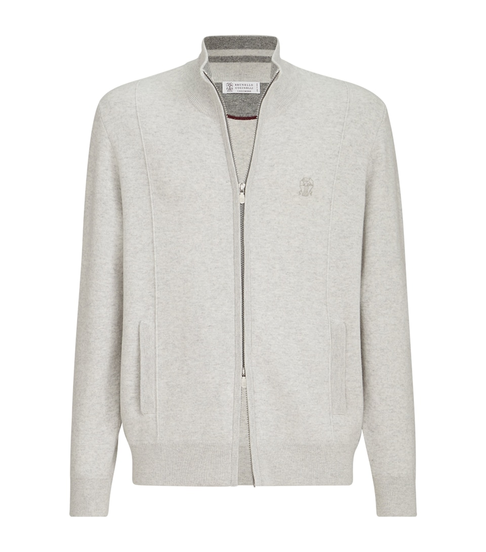 Brunello Cucinelli Mens Cashmere-Blend Zip-Up Cardigan