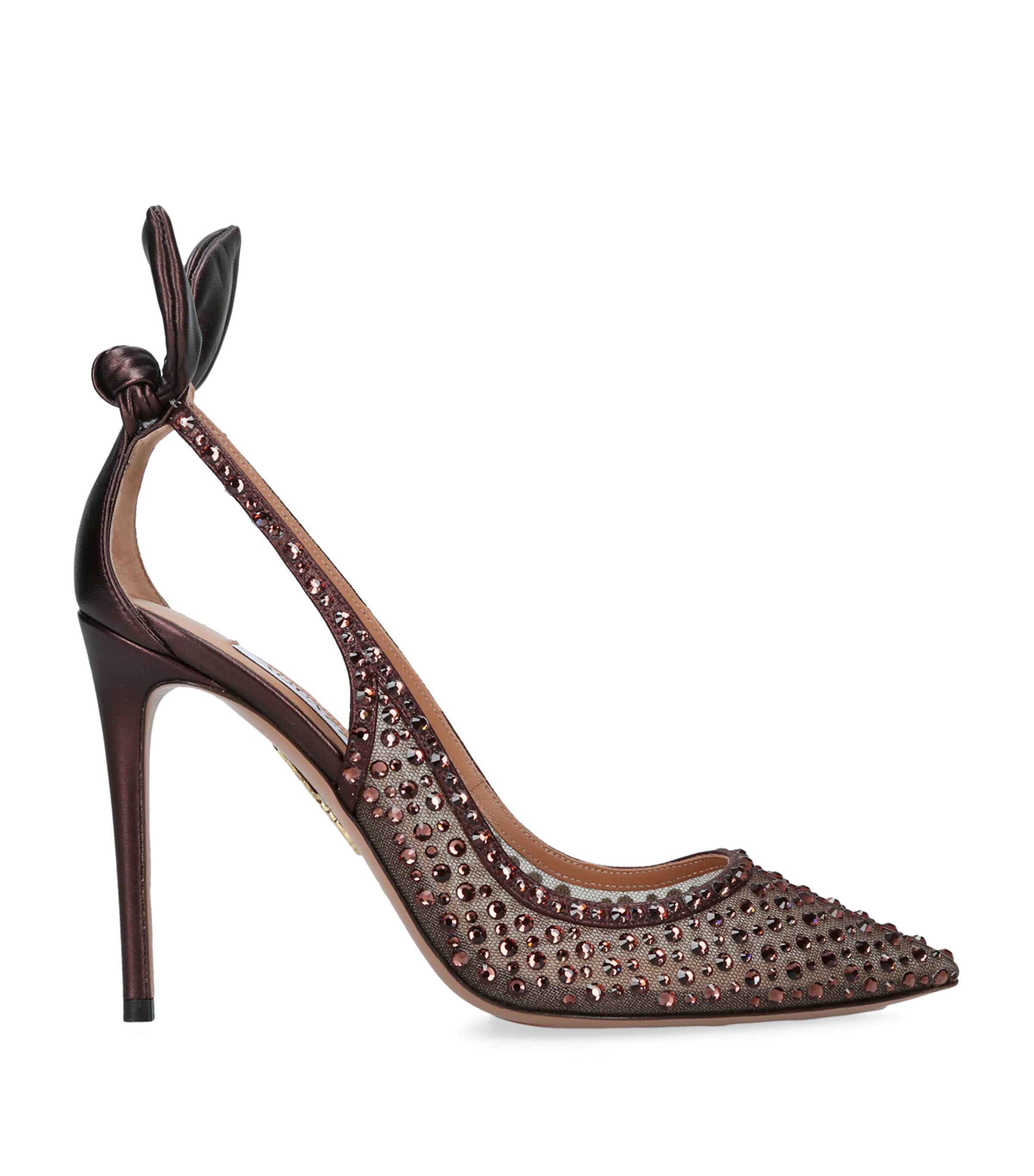 Aquazzura Crystal-Embellished Bow Tie Pumps 105 Viola