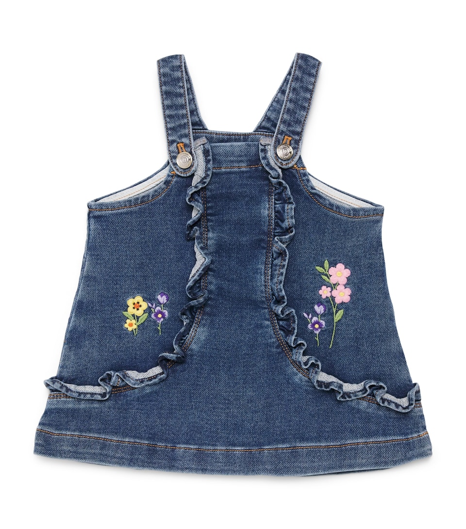 Monnalisa Embroidered Denim Dungarees (12 Months - 6 Years) Blu Stone Denim