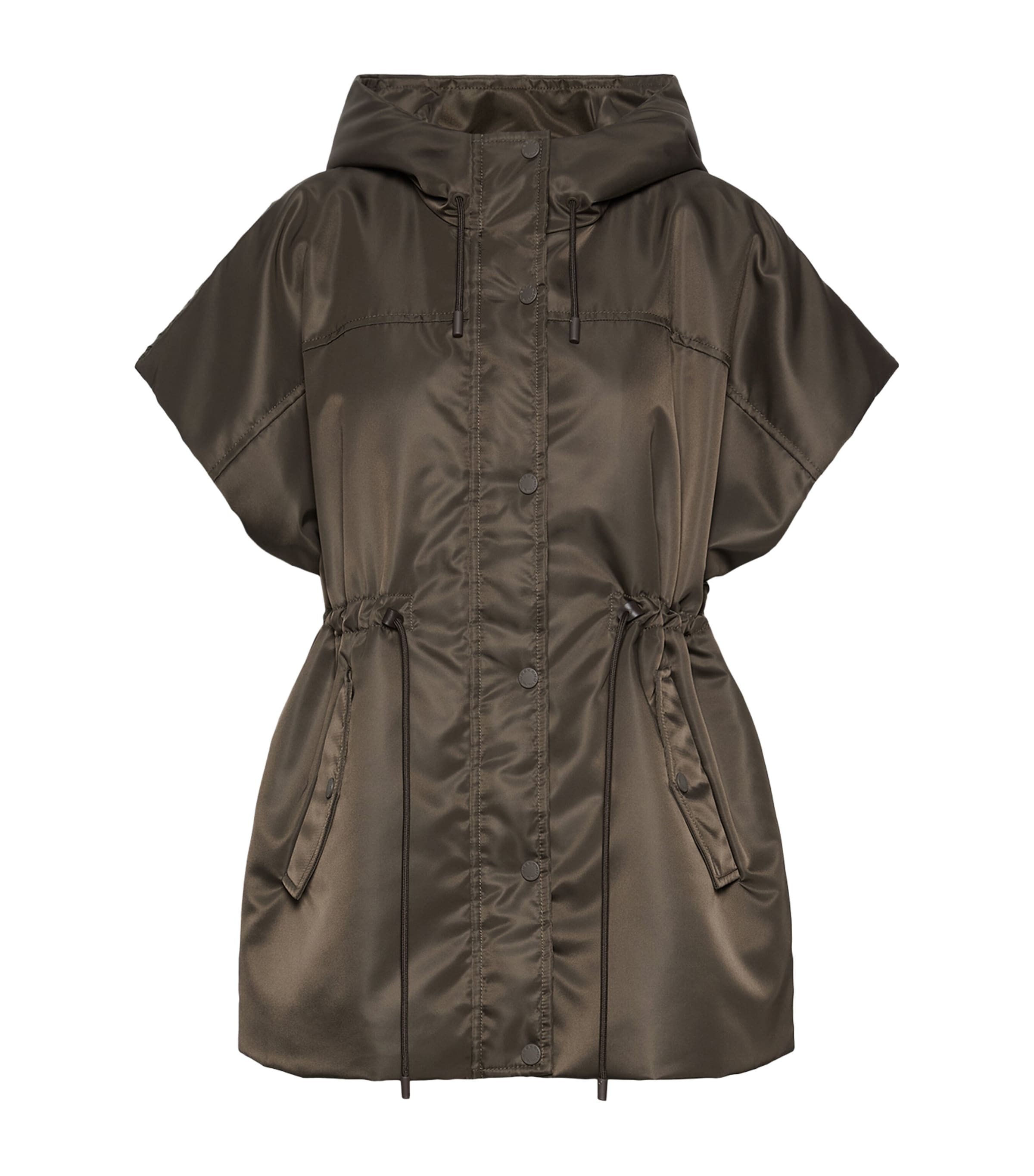 Weekend Max Mara Womens Sleeveless Hooded Puffer Jacket Mud