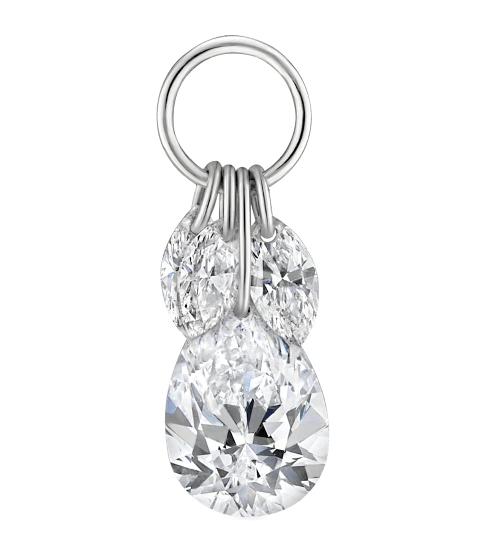 Maria Tash Floating Pear Diamond Plume Charm White Gold