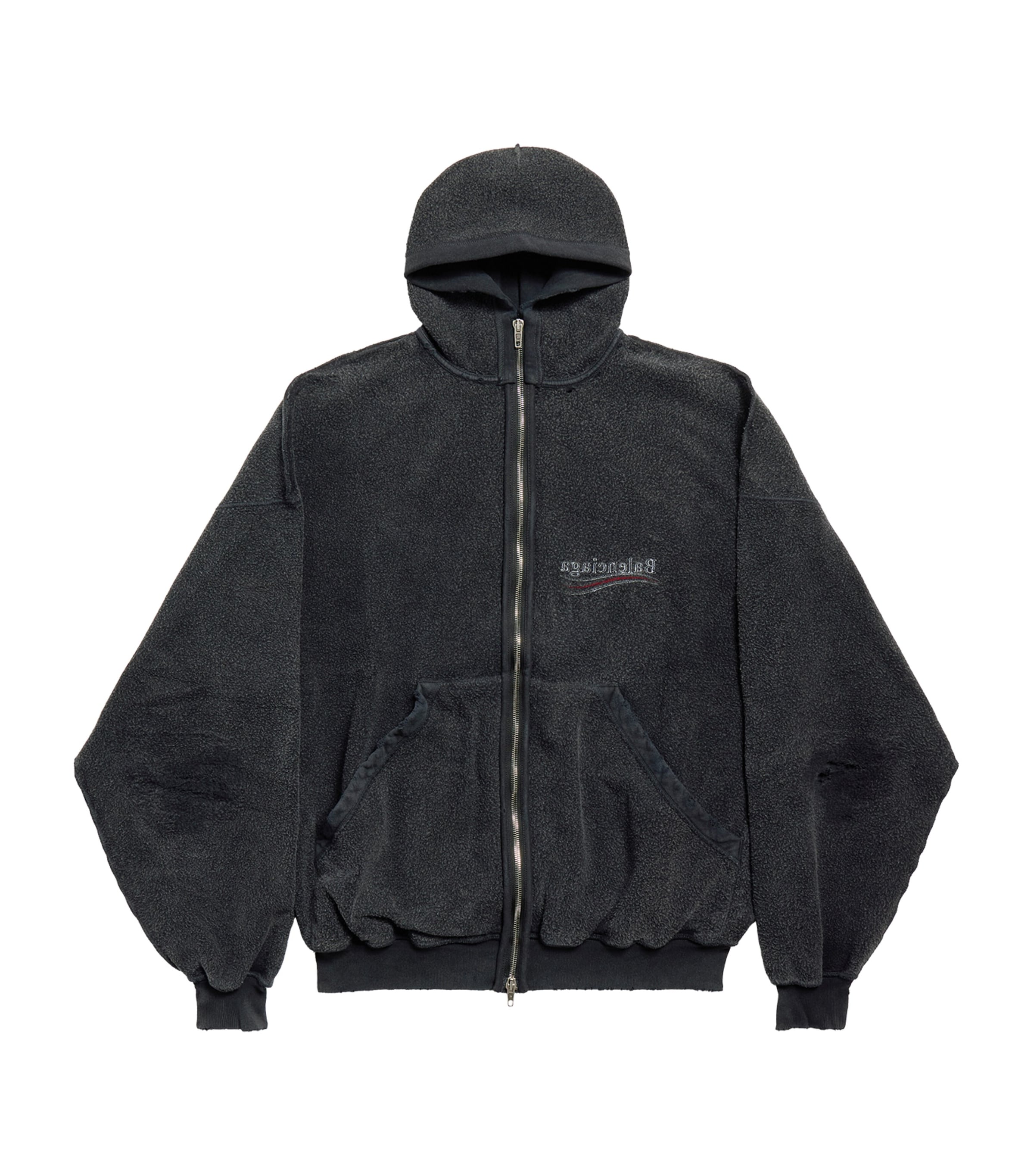 ★SALE★【送料関税無料】BALENCIAGA Human Being ShiftedHoodie Balenciaga Human Being Appliqué Shifted Zip-Up Hoodie