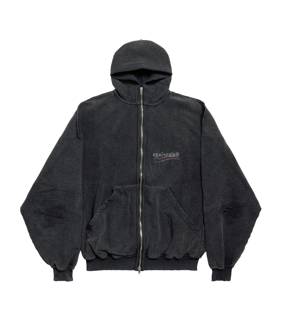Balenciaga Mens Political Campaign Inside-Out Zip-Up Hoodie