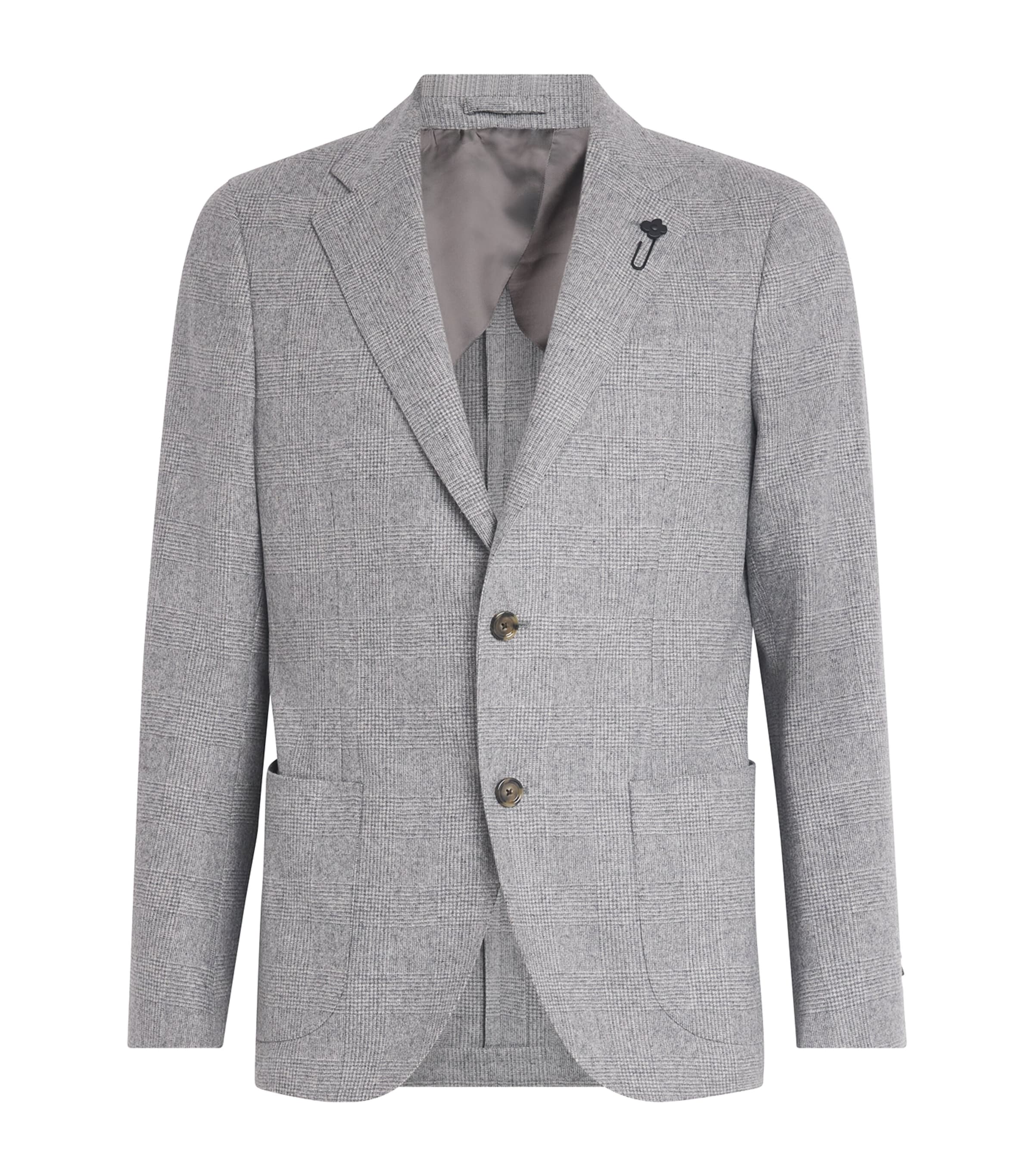 Virgin Wool-Cashmere Check Blazer