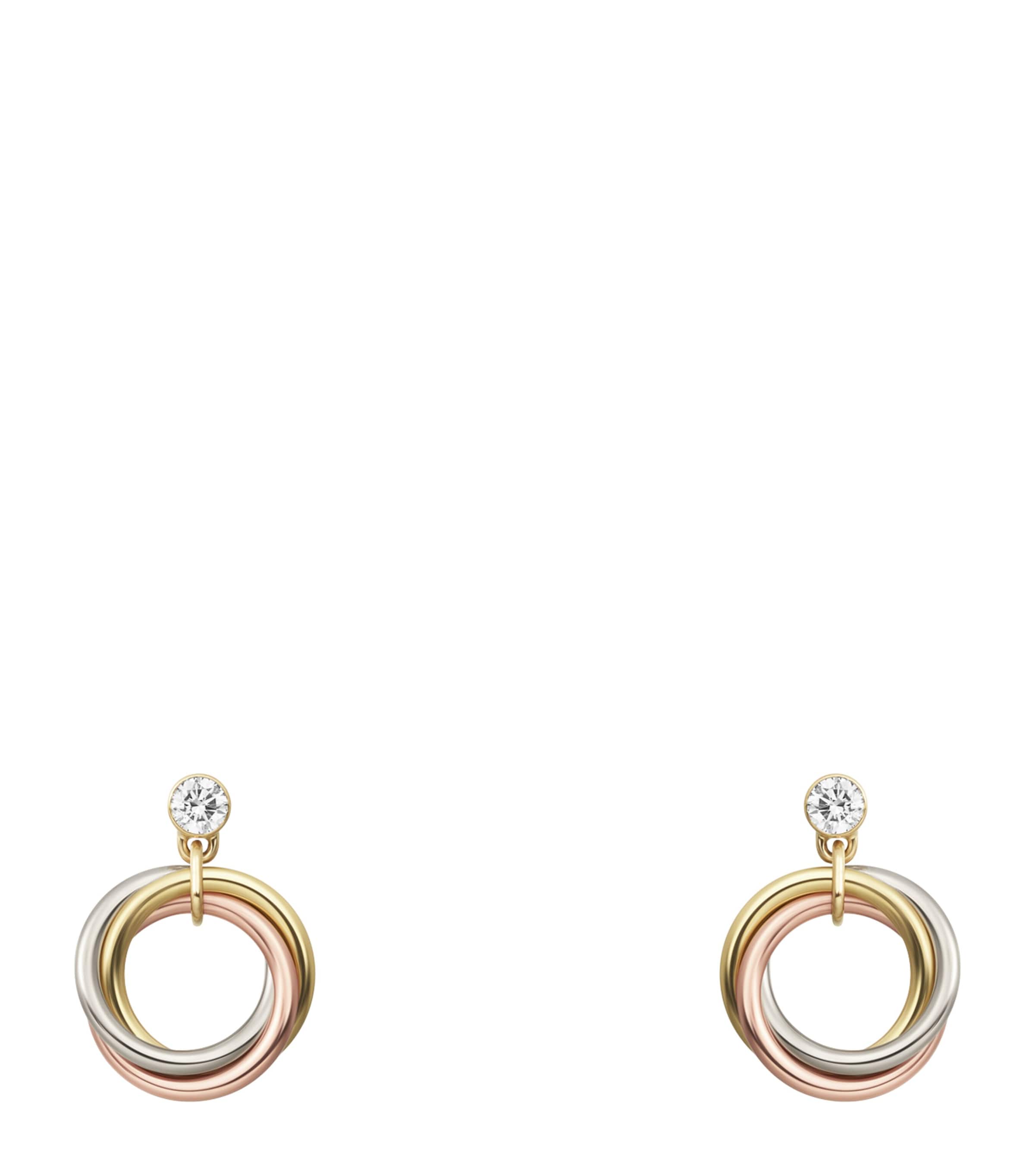 Mini White, Yellow, Rose Gold and Diamond Trinity Earrings