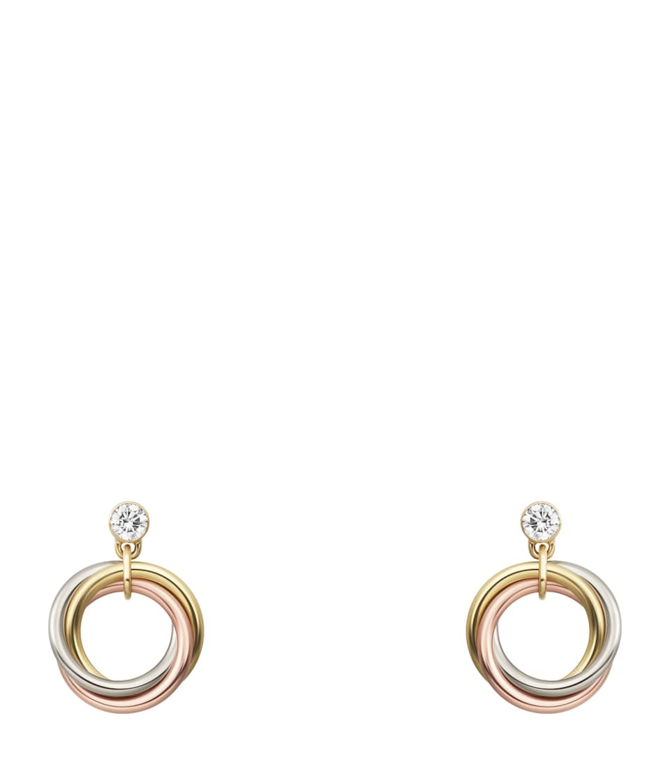 Mini White, Yellow, Rose Gold and Diamond Trinity Earrings