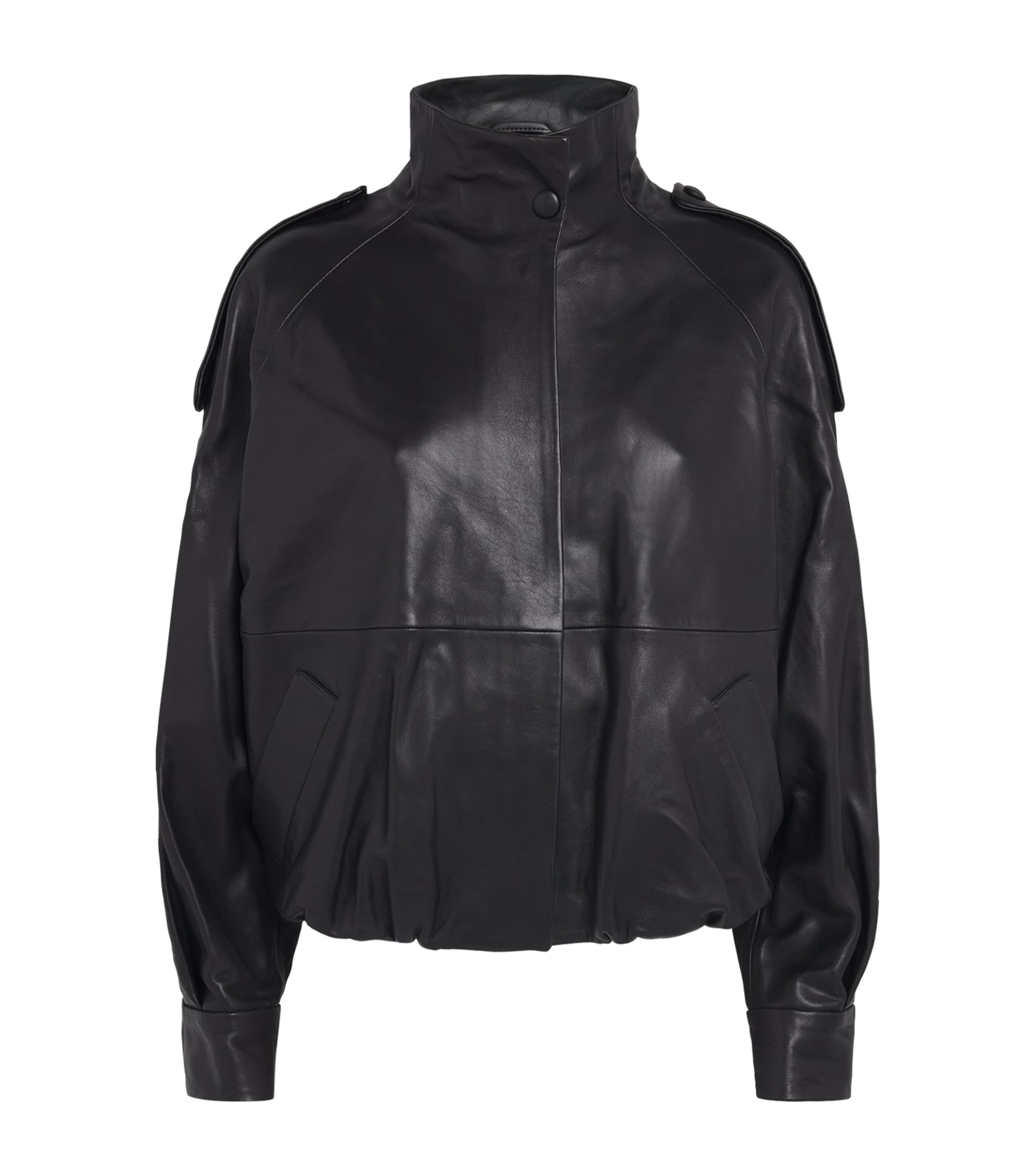 Almada Label Womens Leather Mija Bomber Jacket Black