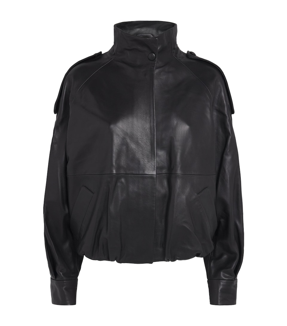 Almada Label Womens Leather Mija Bomber Jacket Black