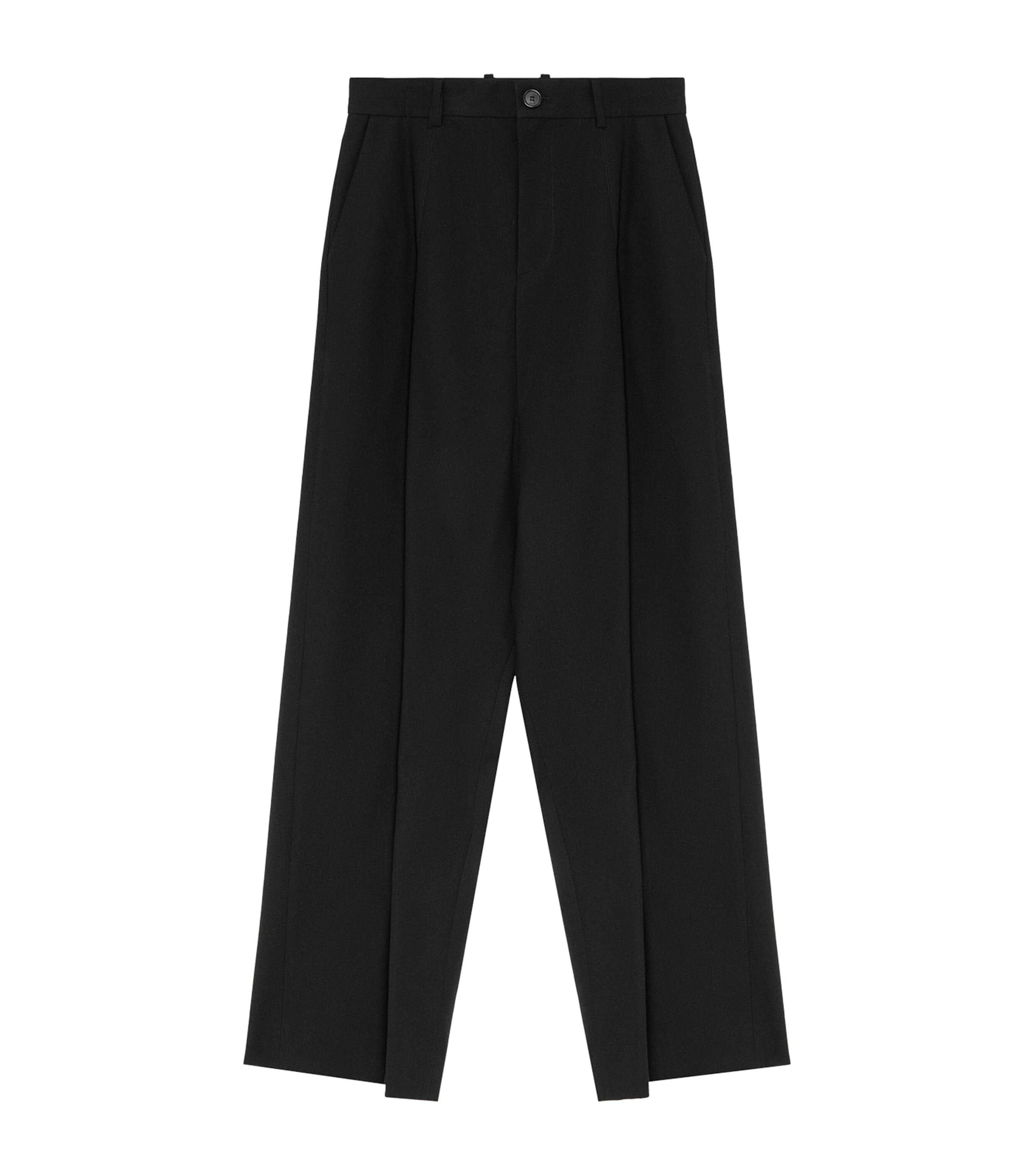 Cotton Buckle-Detail Pleated Trousers