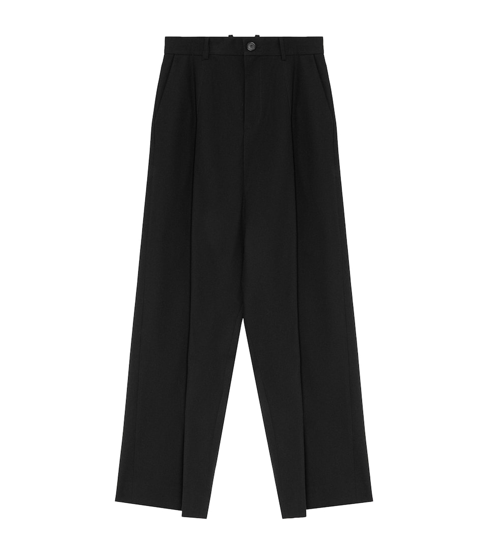 Cotton Buckle-Detail Pleated Trousers