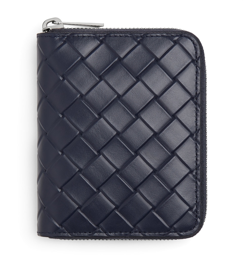 Leather Intrecciato Zip-Around Wallet