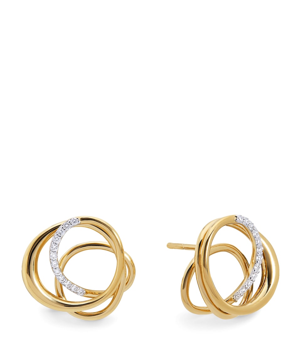 Monica Vinader Yellow Gold and Diamond Nura Wrap Stud Earrings Gold Vermeil