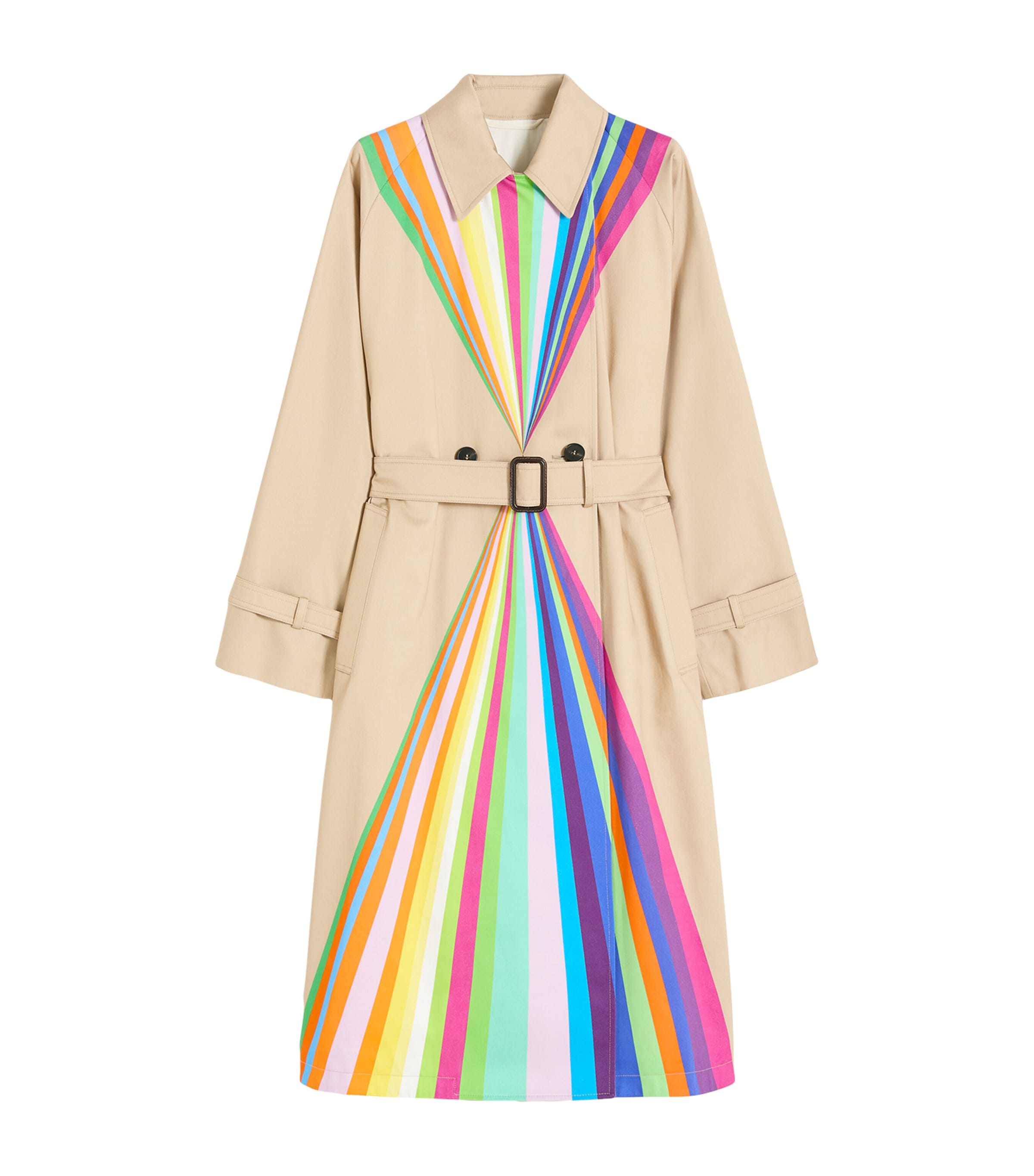 Cotton Gabardine Rainbow Print Raincoat