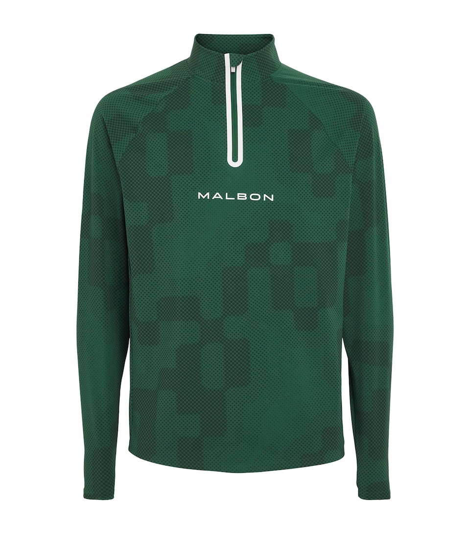 Malbon Mens Performance Mesh Quarter-Zip Mid-Layer Eden
