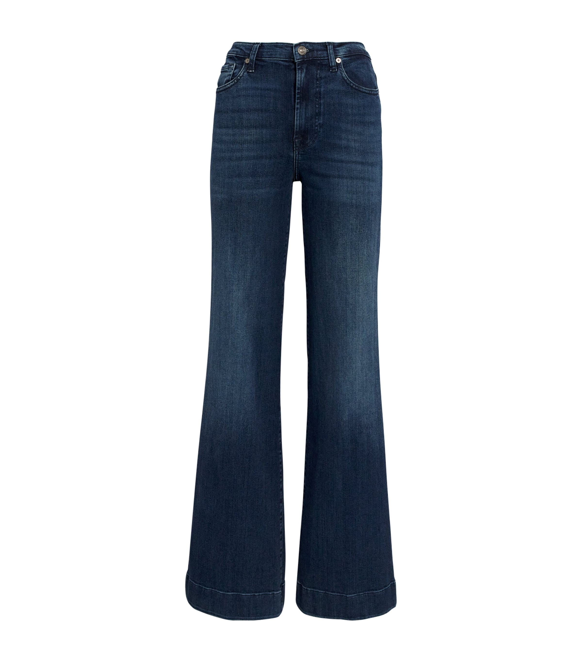 7 For All Mankind Womens Modern Dojo Soho Flared Jeans Dark Blue