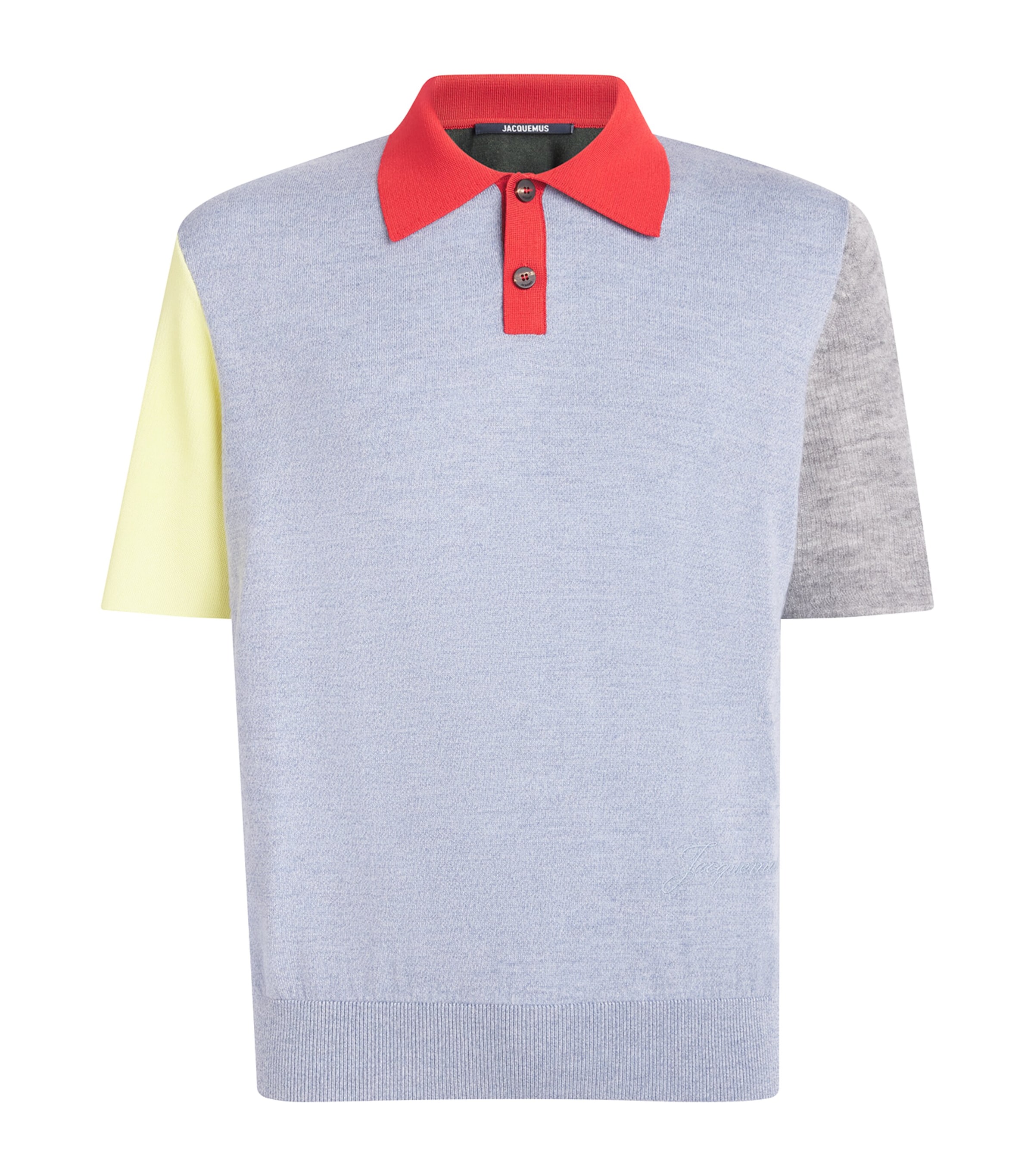 Jacquemus Mens Stretch-Wool Arlequin Polo Shirt Mlt Clr Ranbw