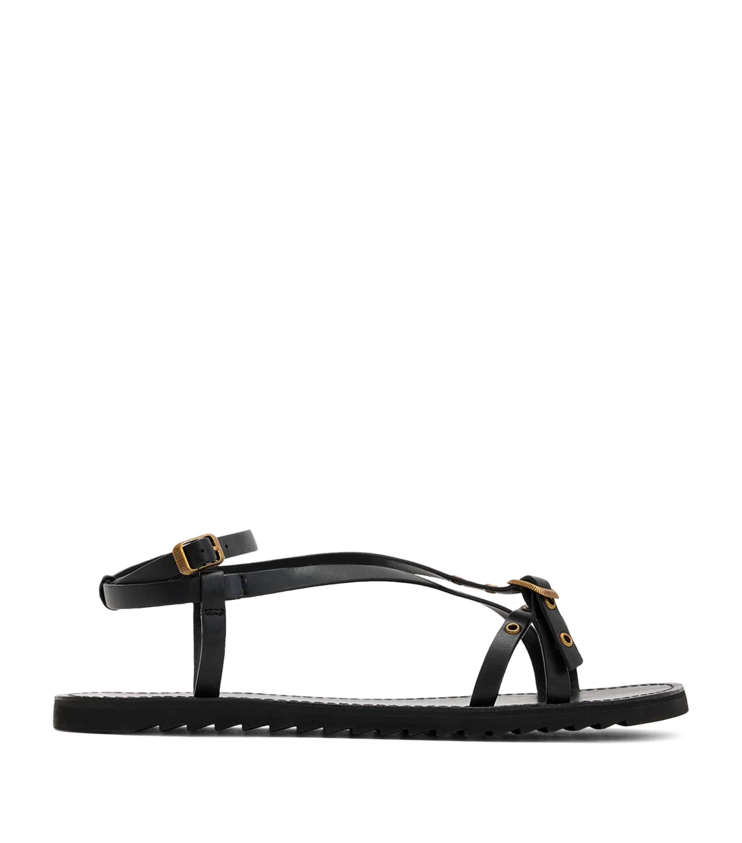 AllSaints Leather Tyla Eyelet Sandals Black