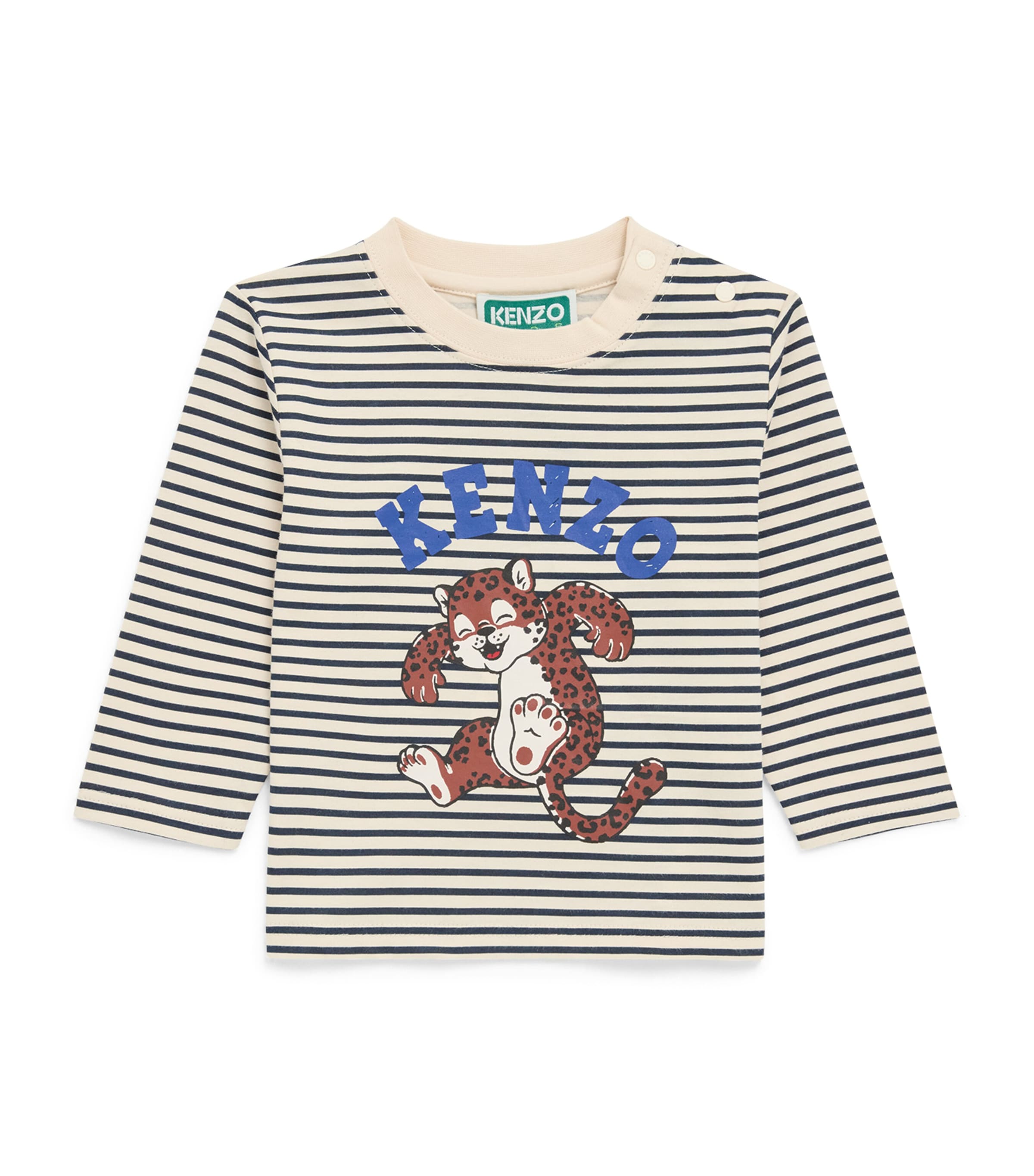 Kenzo Kids Stripe Animal Print T-Shirt (6 Months-4 Years) Sand
