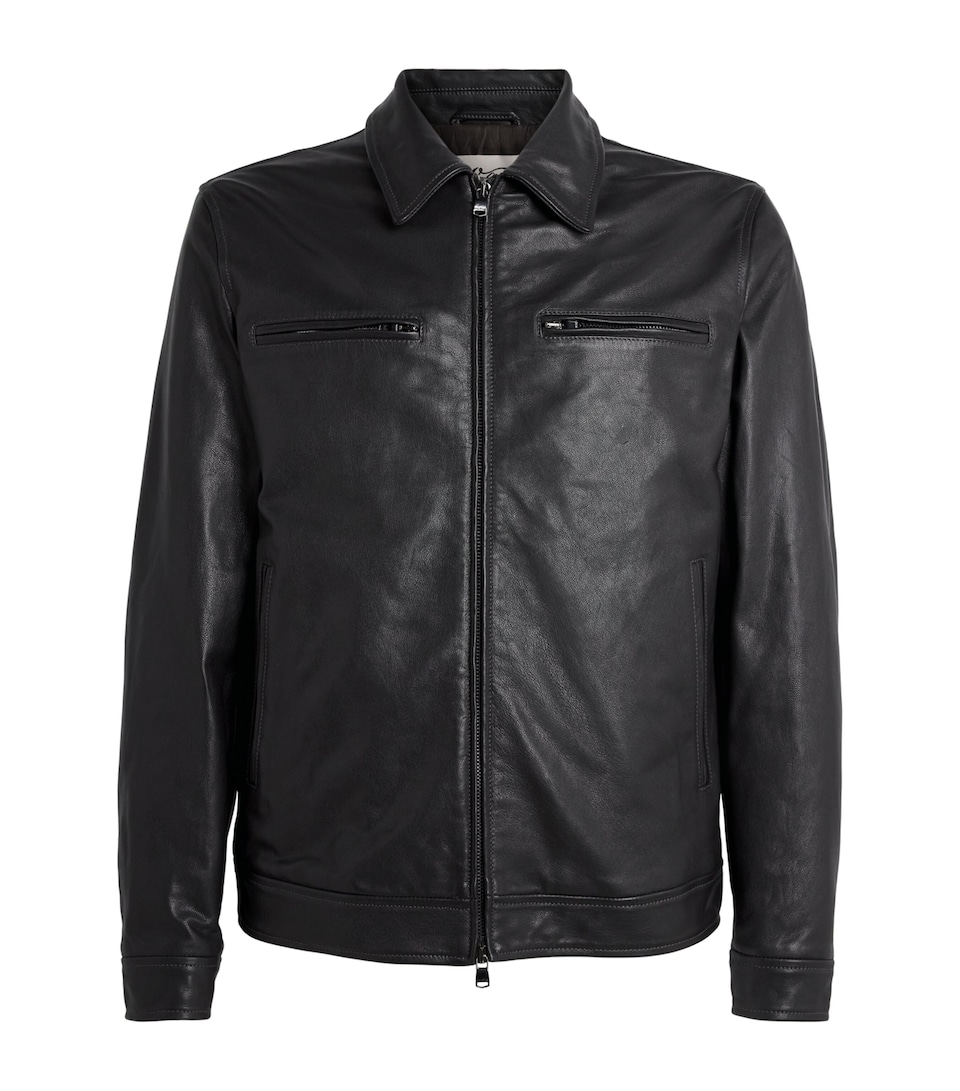 Valstar Mens Biker Grained Leather Jacket Liquirizia